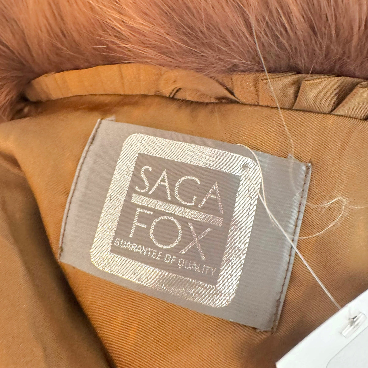 Saga Fox Fur Coat Brown Vintage 1990s Open Front
