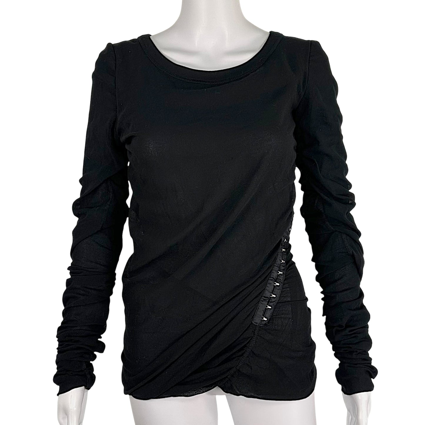 Dolce & Gabbana Black Longsleeve Blouse With Hook And Eye