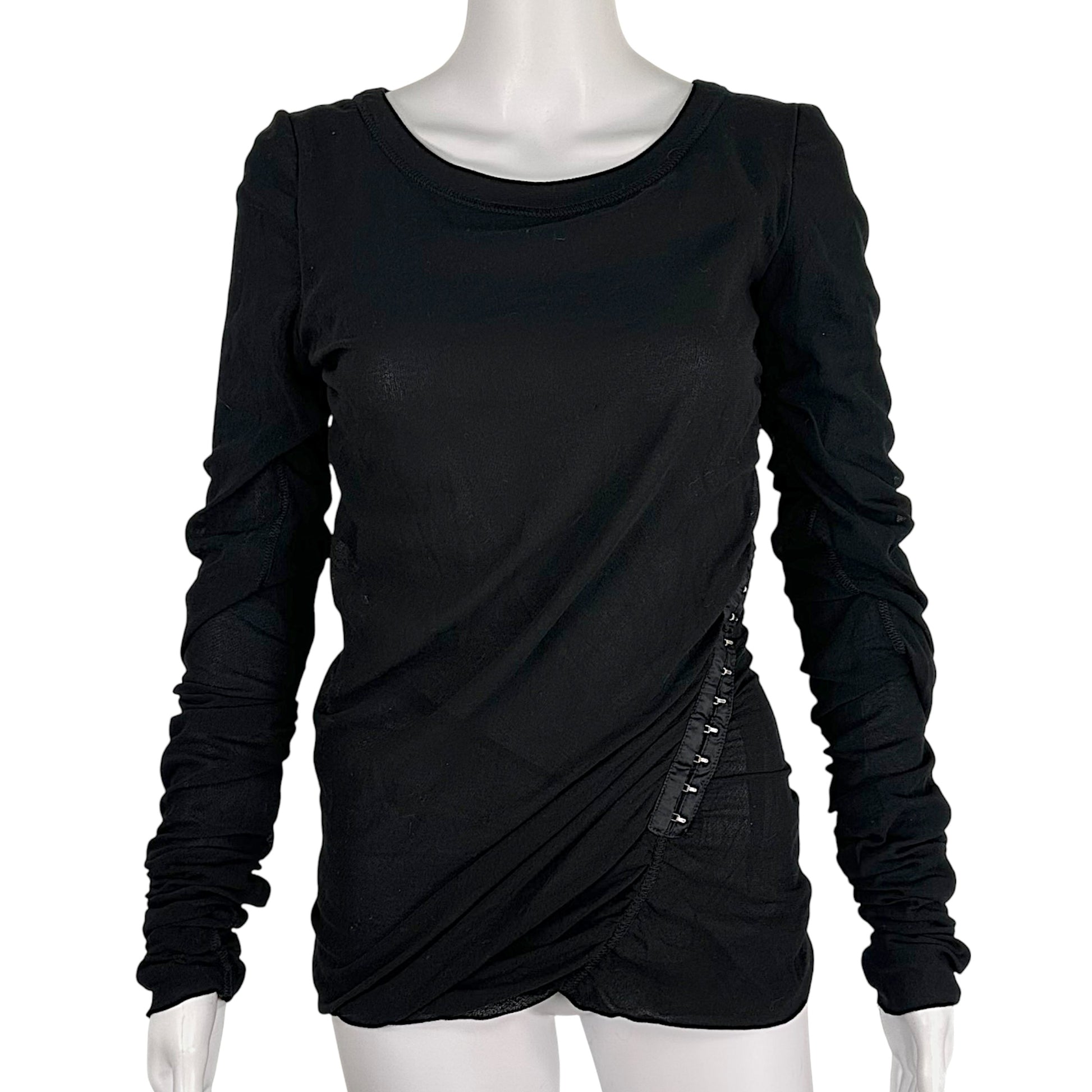 Dolce & Gabbana Black Longsleeve Blouse With Hook And Eye