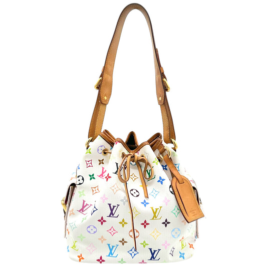 Louis Vuitton White Multicolor Monogram Petit Noe Bucket Bag