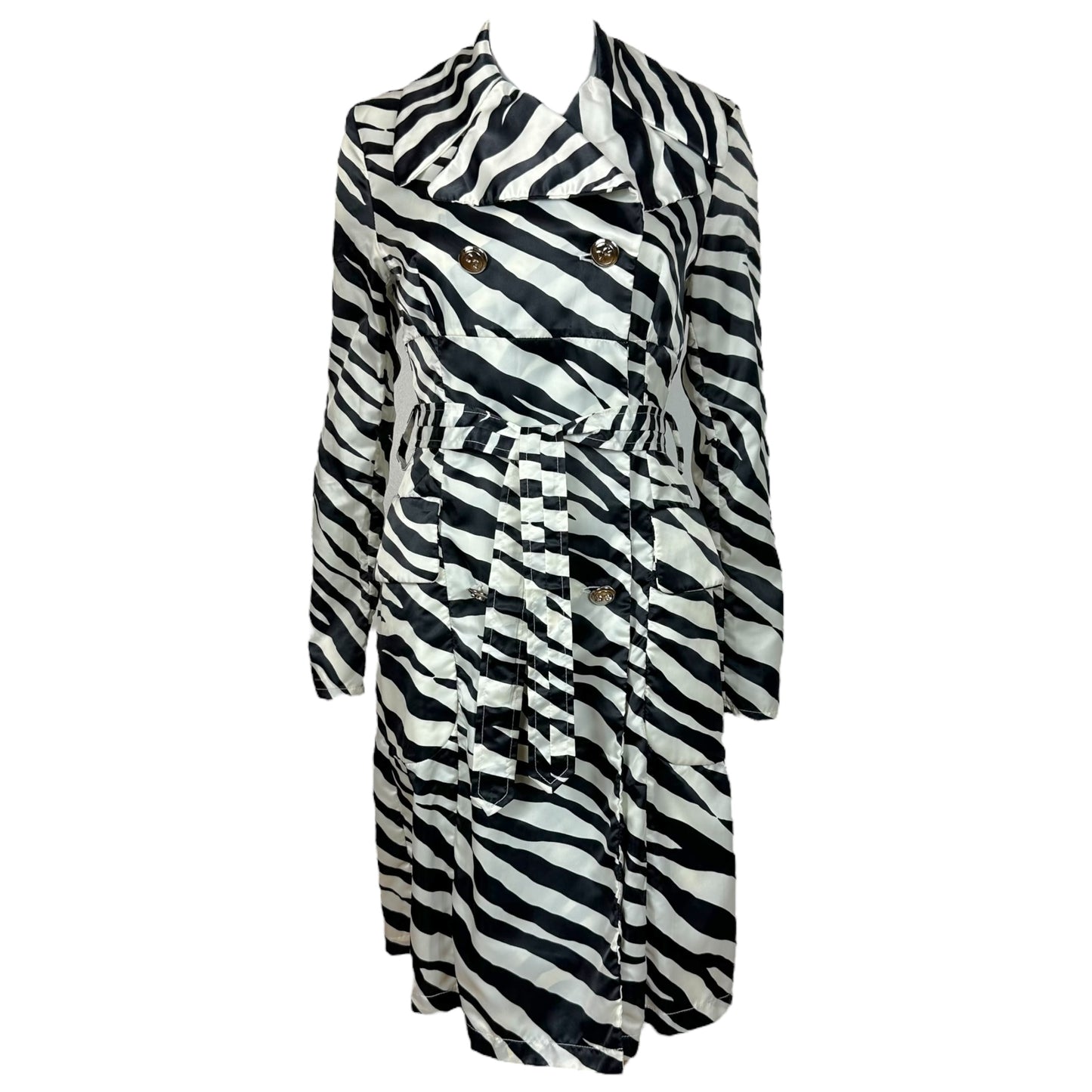 D&G Dolce & Gabbana Zebra Print Satin Trench Coat