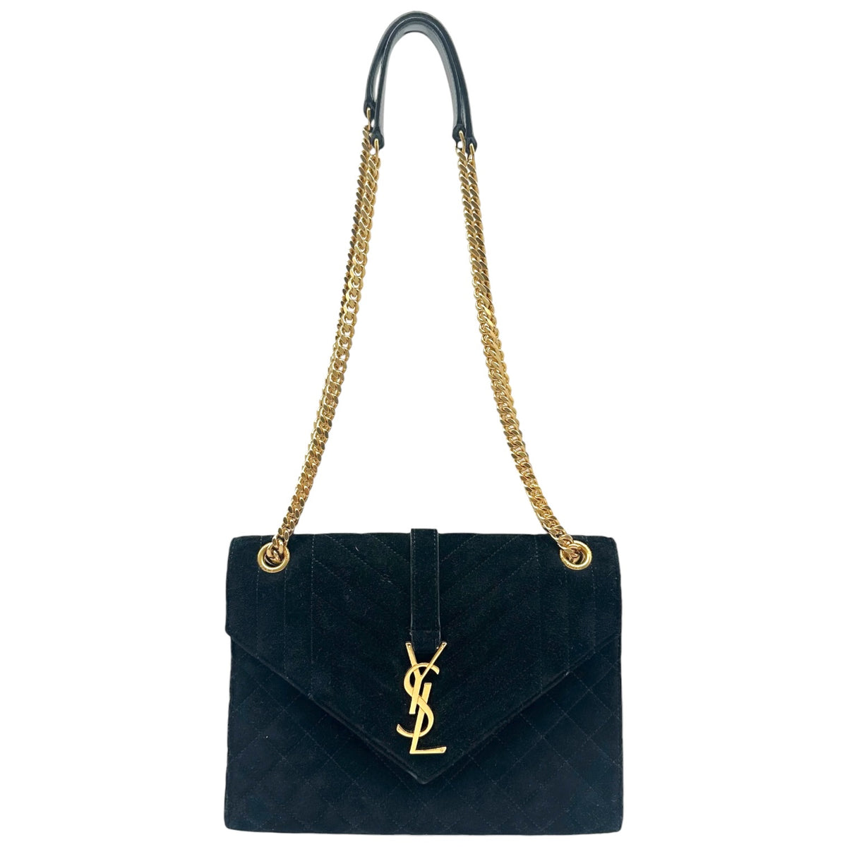 Saint Laurent Black Quilted Suede Shoulder Bag