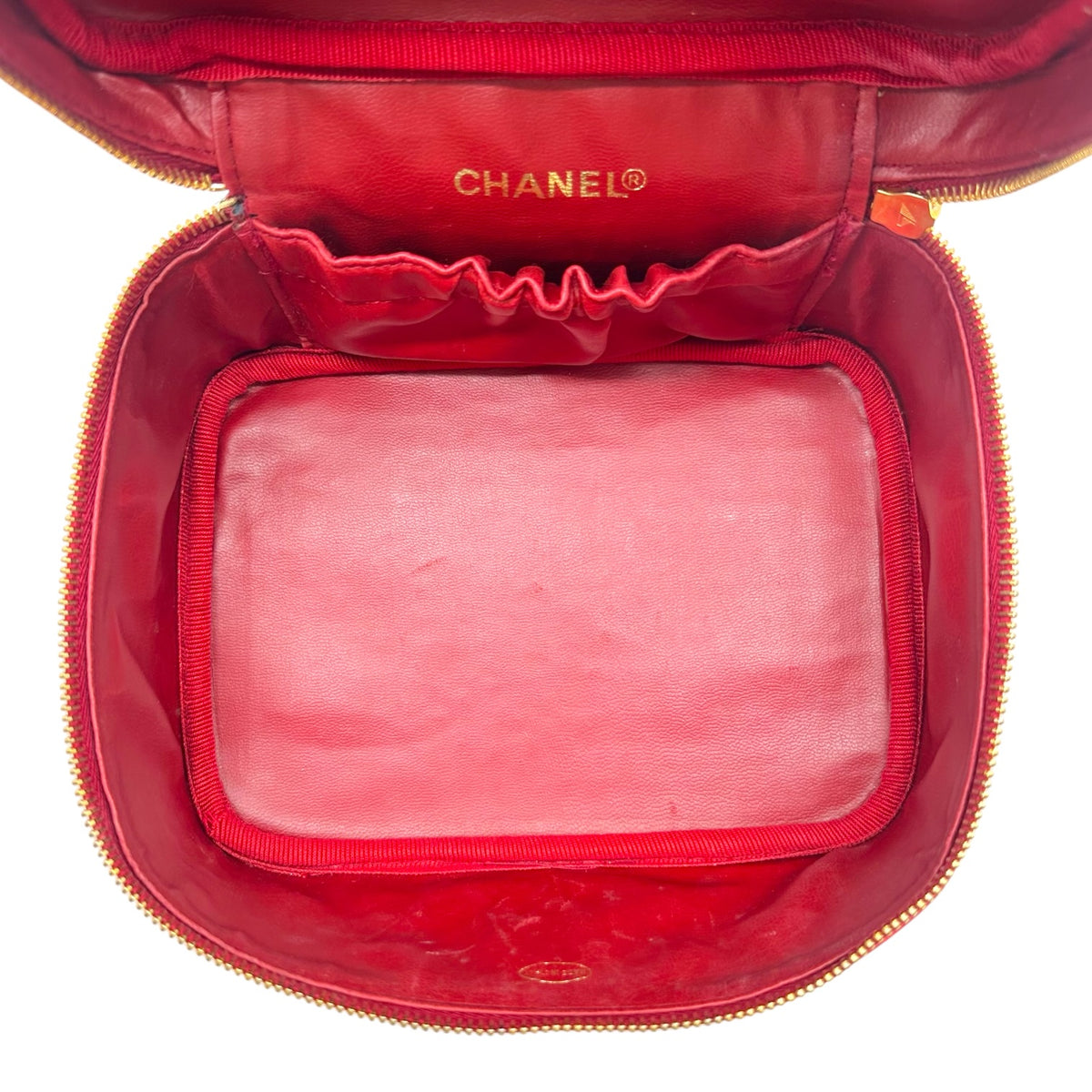 Chanel Red Caviar Leather Top Handle Vanity Bag 1994-96