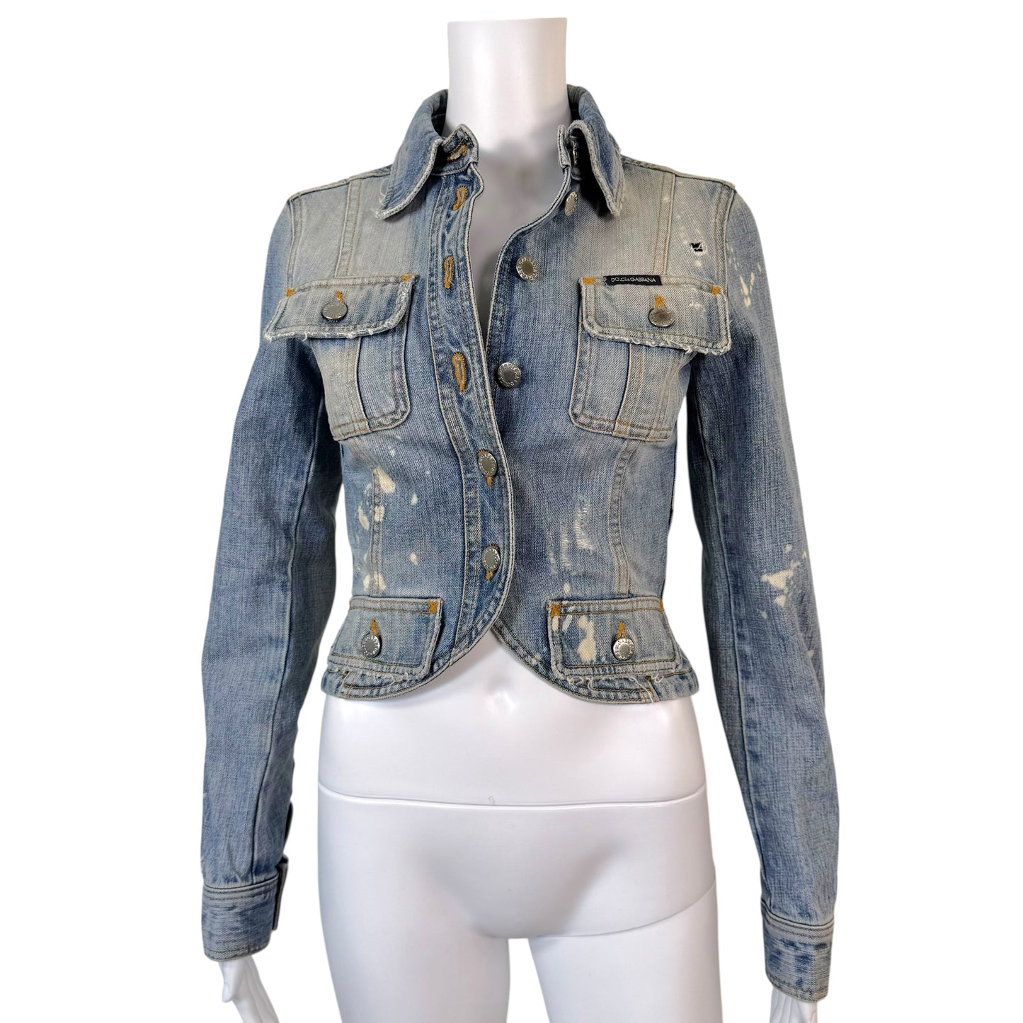 Dolce & Gabbana Distressed Denim Crop Jacket - Outfit Repeater