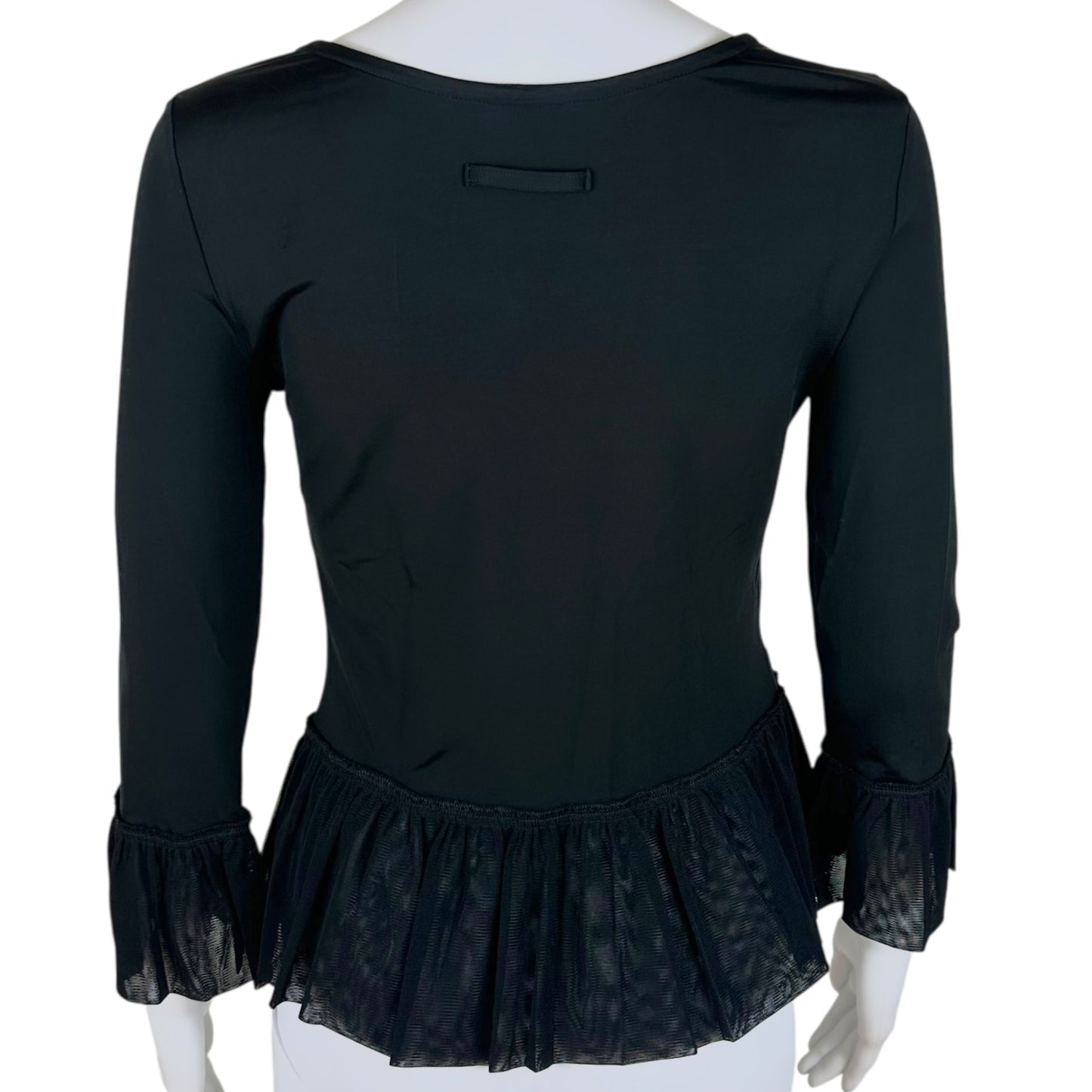 Jean Paul Gaultier Black Mesh Ruffle Trim Cardigan