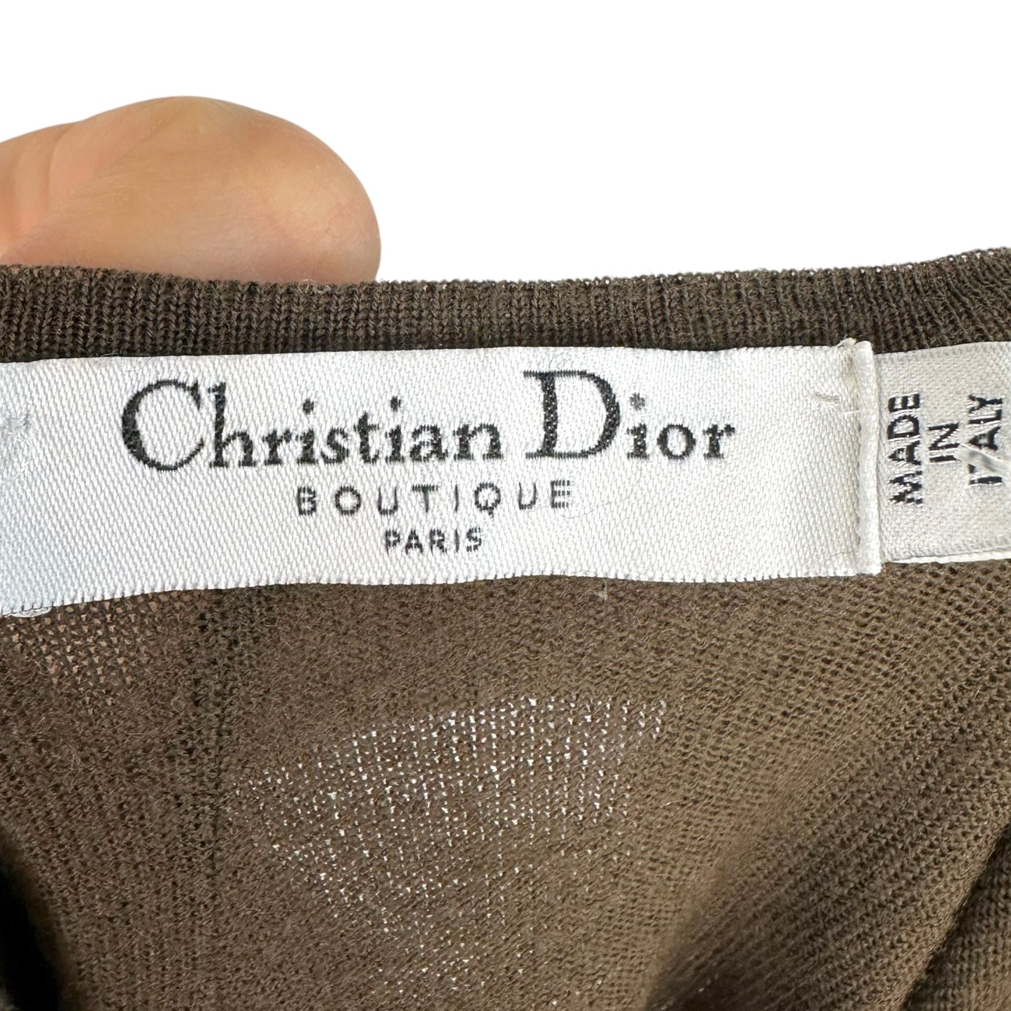 Christian Dior F/W 2006 Khaki Green Logo Embroidered Wool Knit Tank