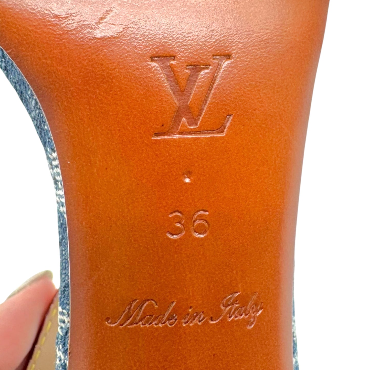 Louis Vuitton Blue Denim Patchwork Sandal Heels