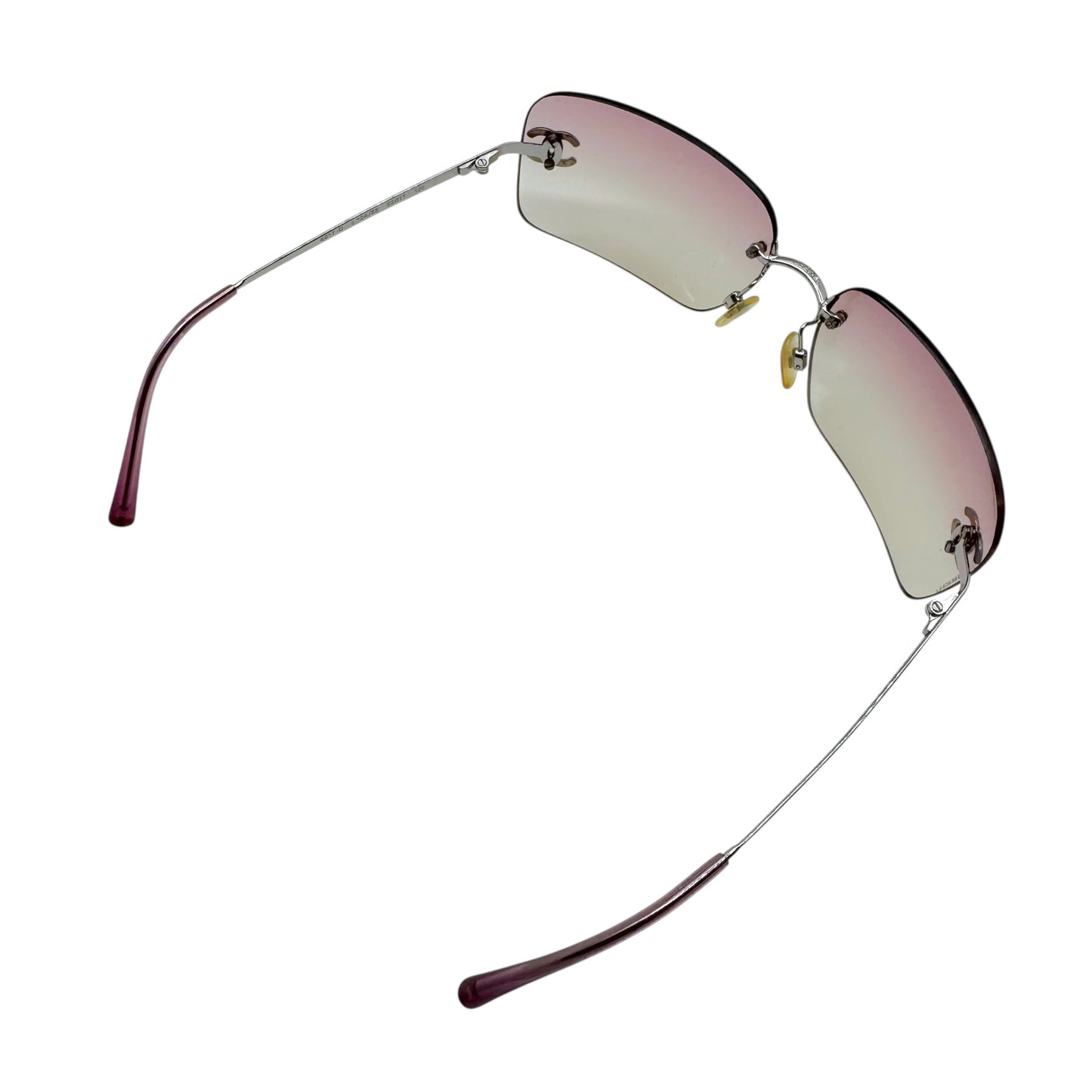 Chanel Pink/ Silver Crystal Logo Rimless 4017-B Sunglasses