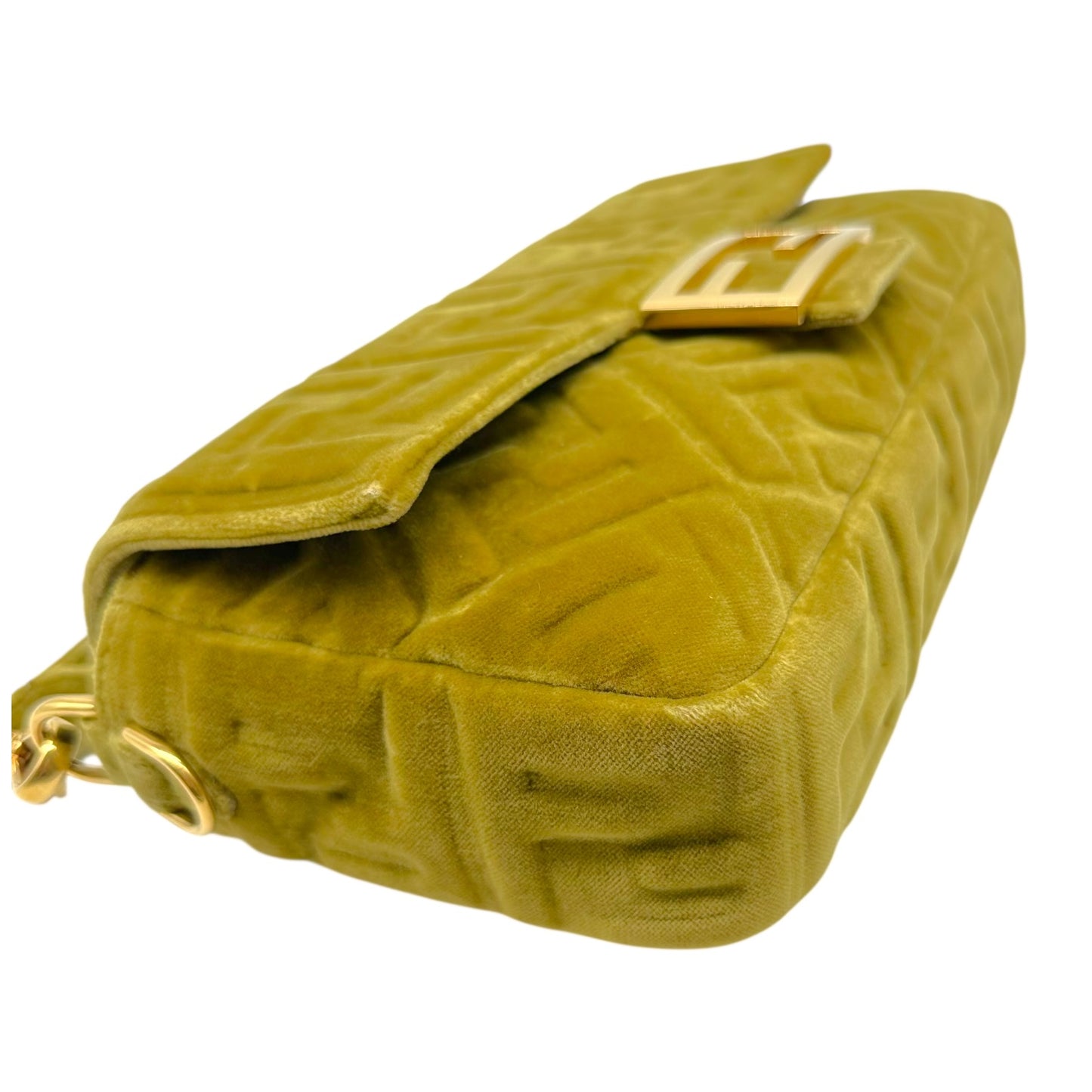 Fendi Khaki Green Velvet Zucca Monogram 2-Way Baguette Bag