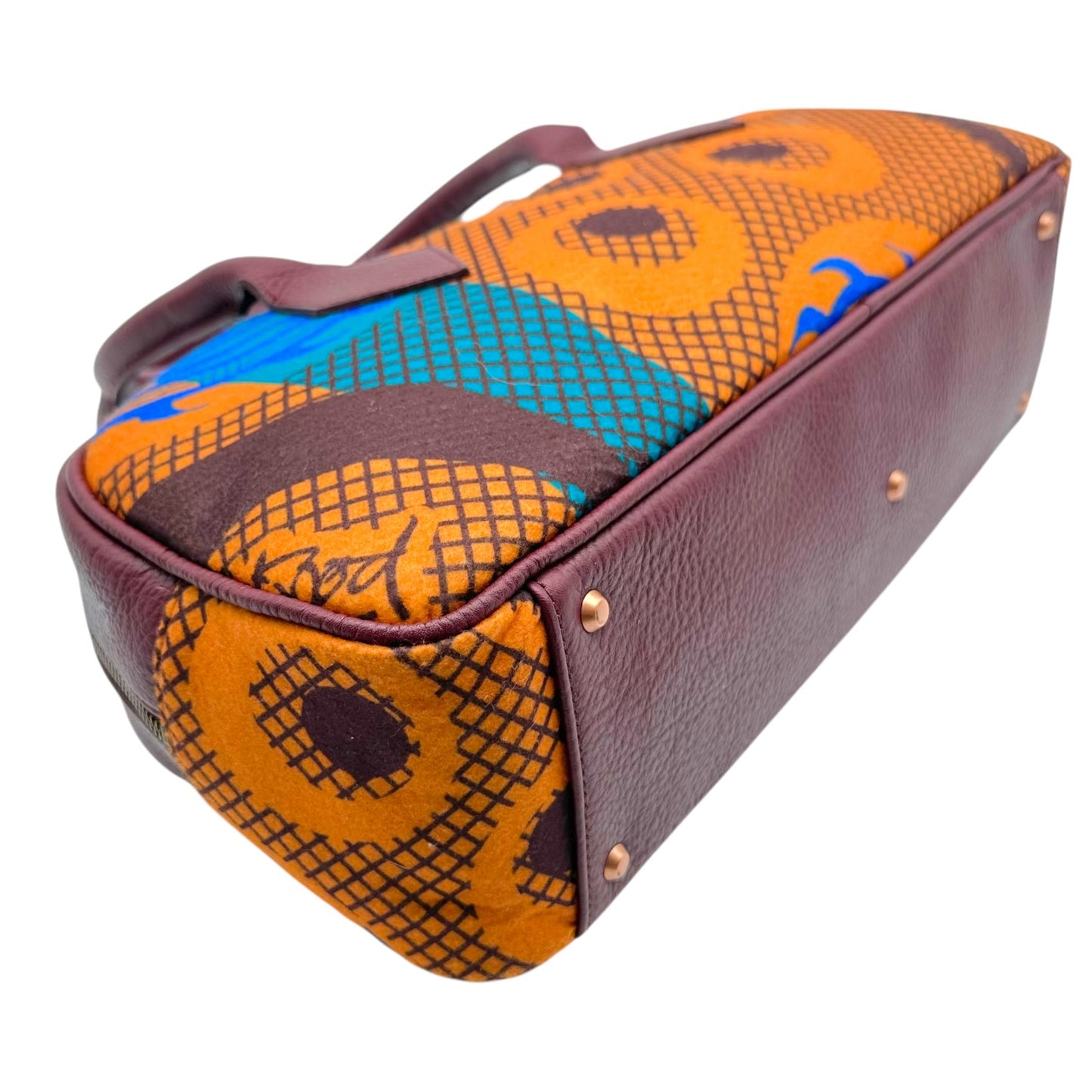 Vivienne Westwood Bowler Bag Burgundy Orange Wool Leather