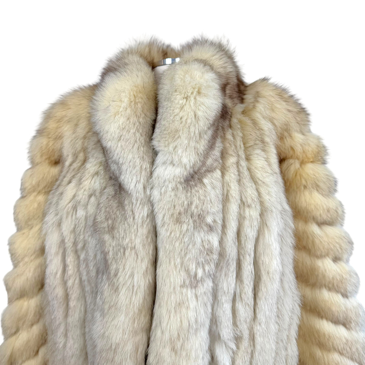 Malvoisic White Striped Fox Fur Coat 1990s Vintage
