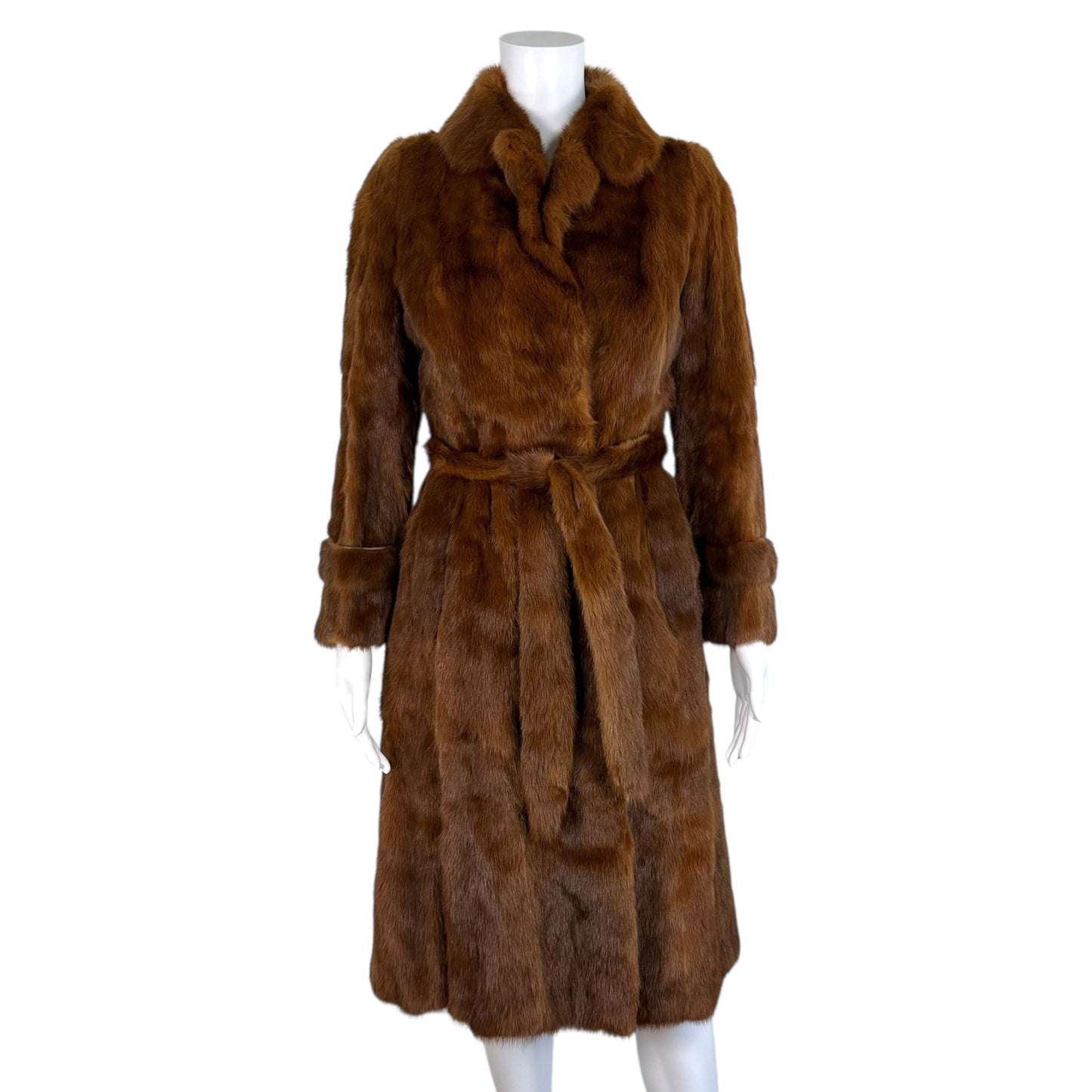 Vintage Emba Brown Beaver Fur Trench Coat