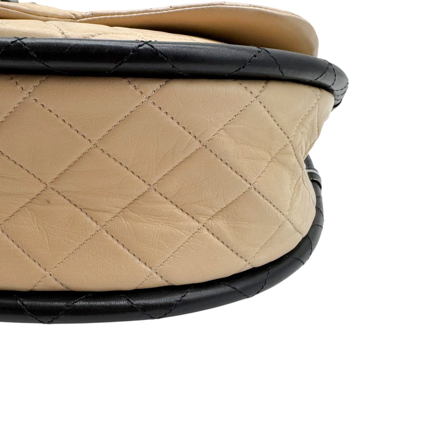 Chanel Beige & Black Matelasse Medium Hula Hoop Flap Bag