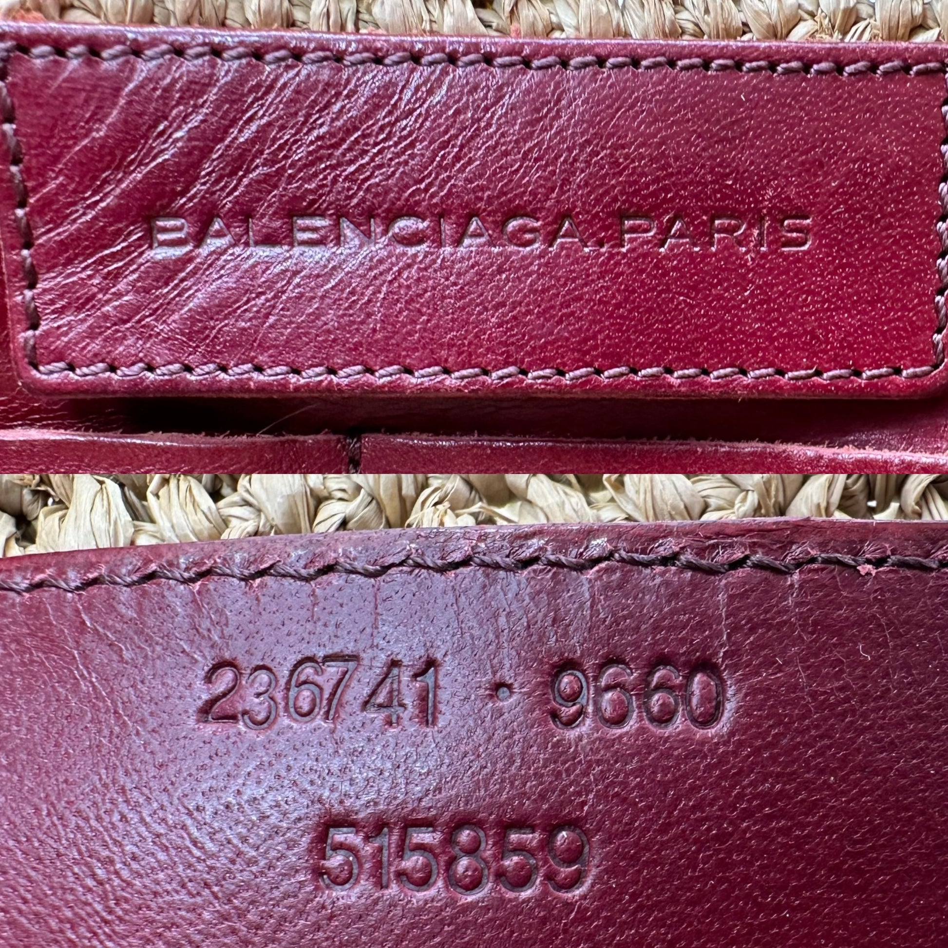 Balenciaga Burgundy Trim Raffia City Beach Bag - Outfit Repeater