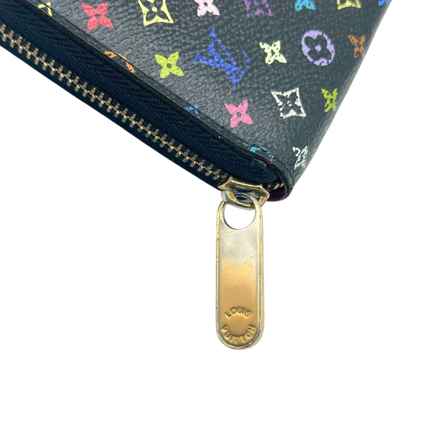 Louis Vuitton Long Zip Wallet Black Multicolor Murakami