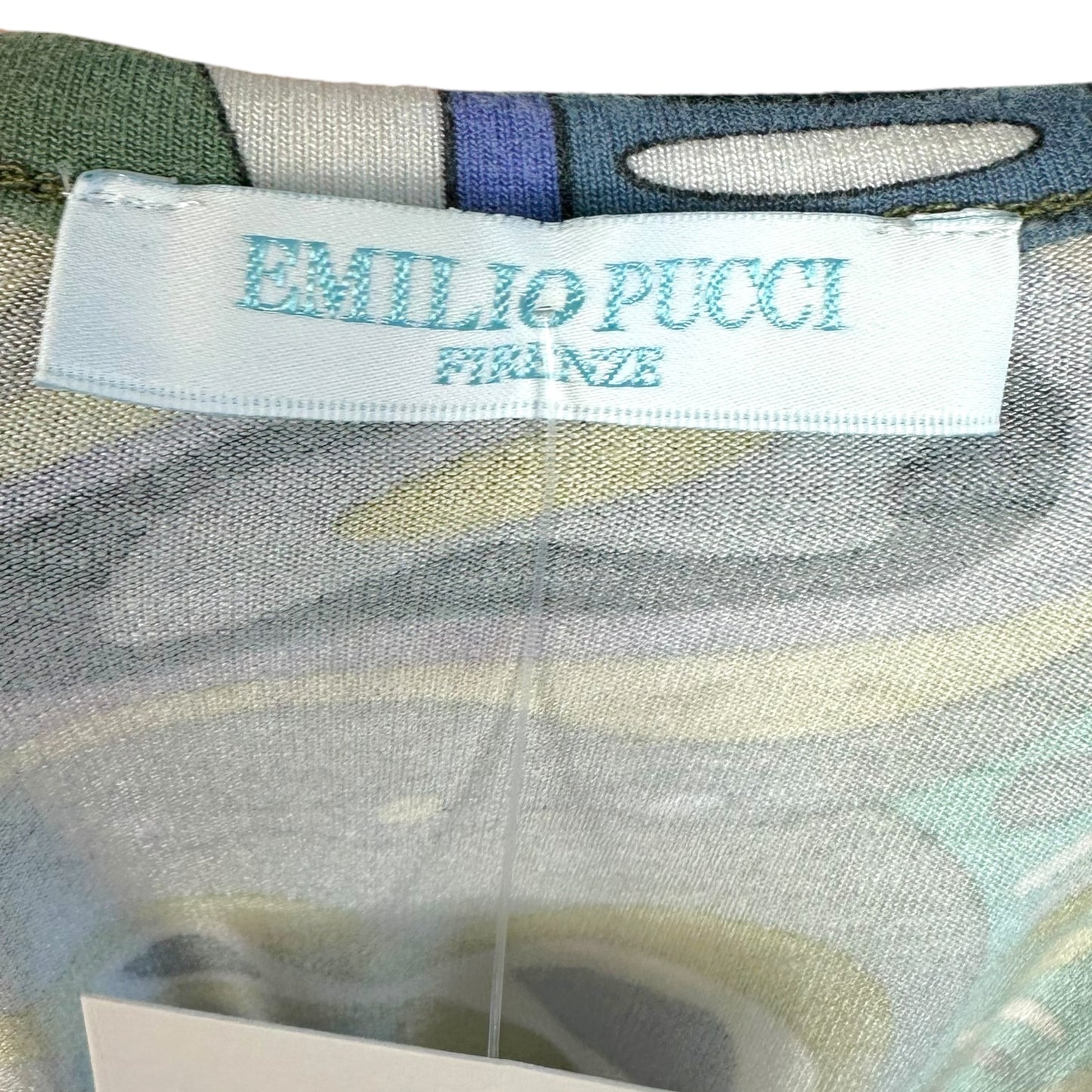 Emilio Pucci Blue & White Printed Keyhole Cut-Out Tank