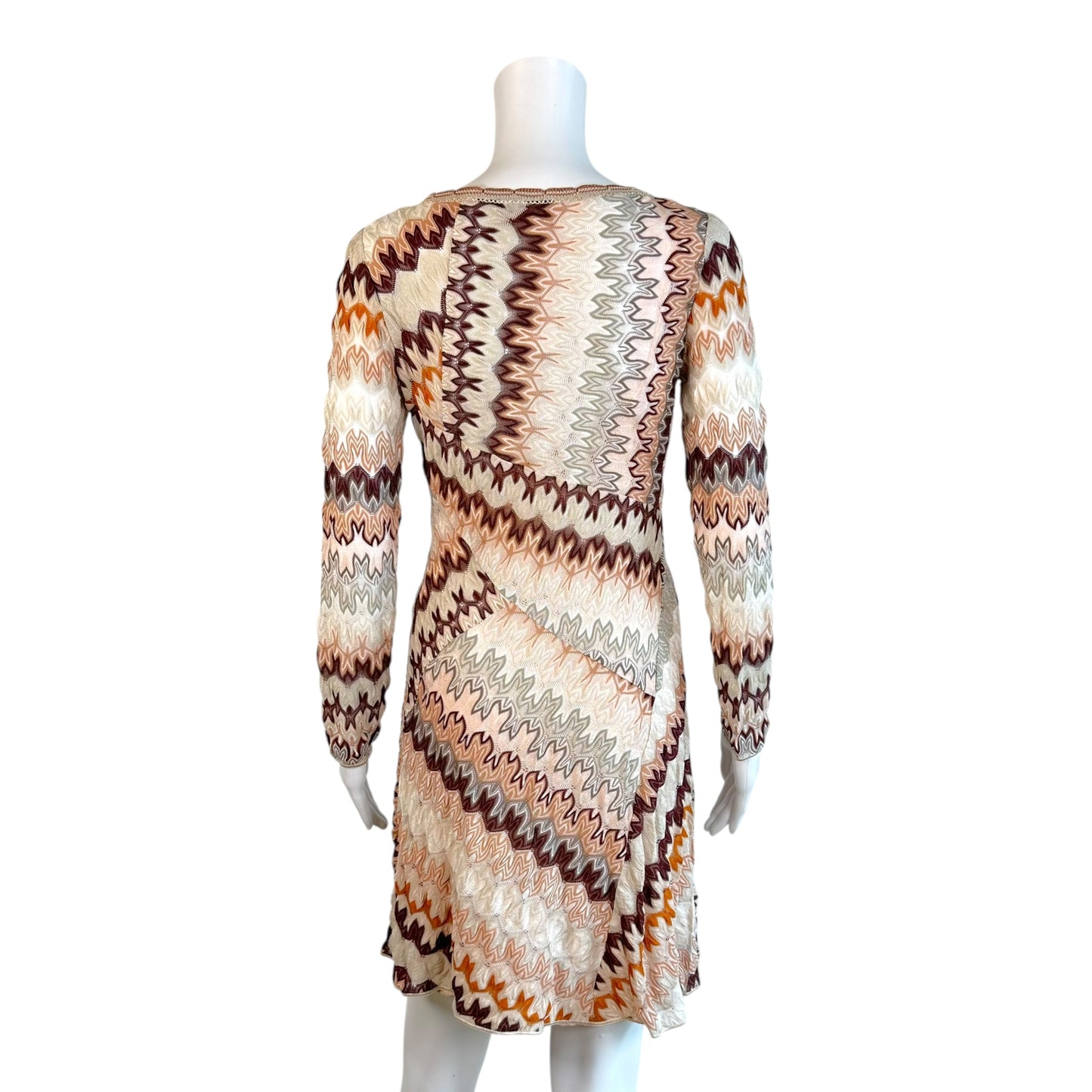 Missoni Ivory Orange Chevron Knit Longsleeve Mini Dress