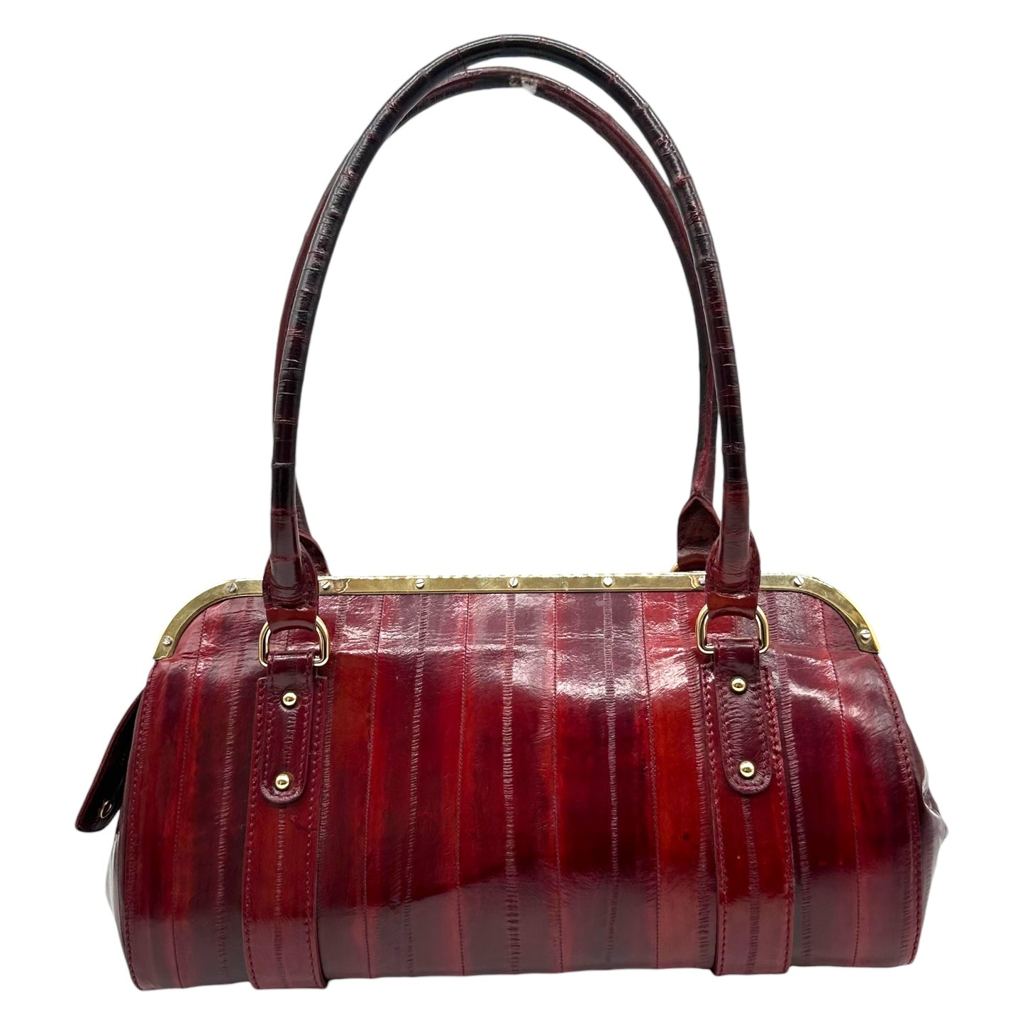 Dolce & Gabbana Burgundy Eel Skin East-West Bowler Bag