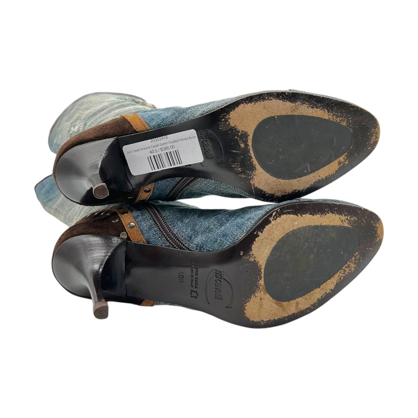 Just Cavalli Roberto Cavalli Denim Studded Heeled Boots