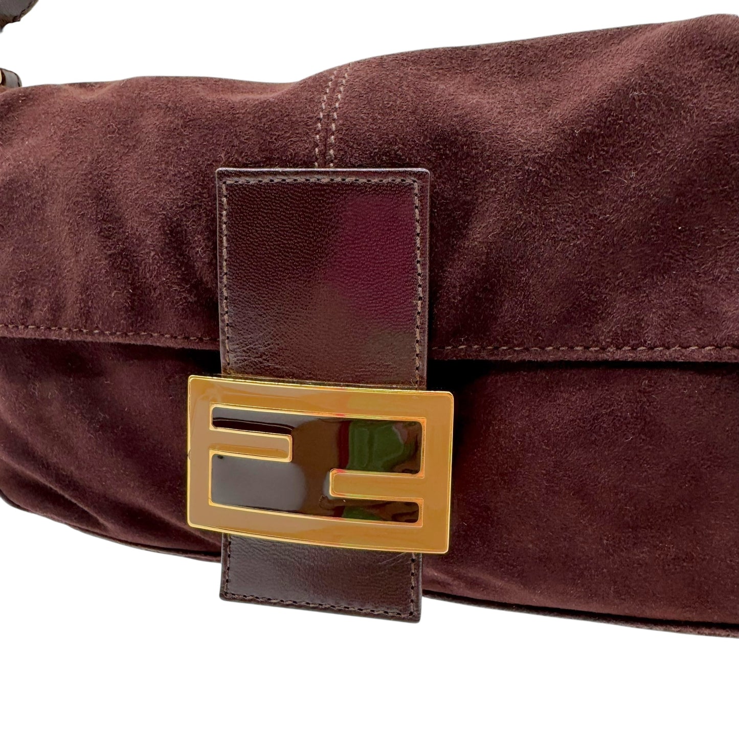 Fendi Brown Suede & Leather Baguette Bag