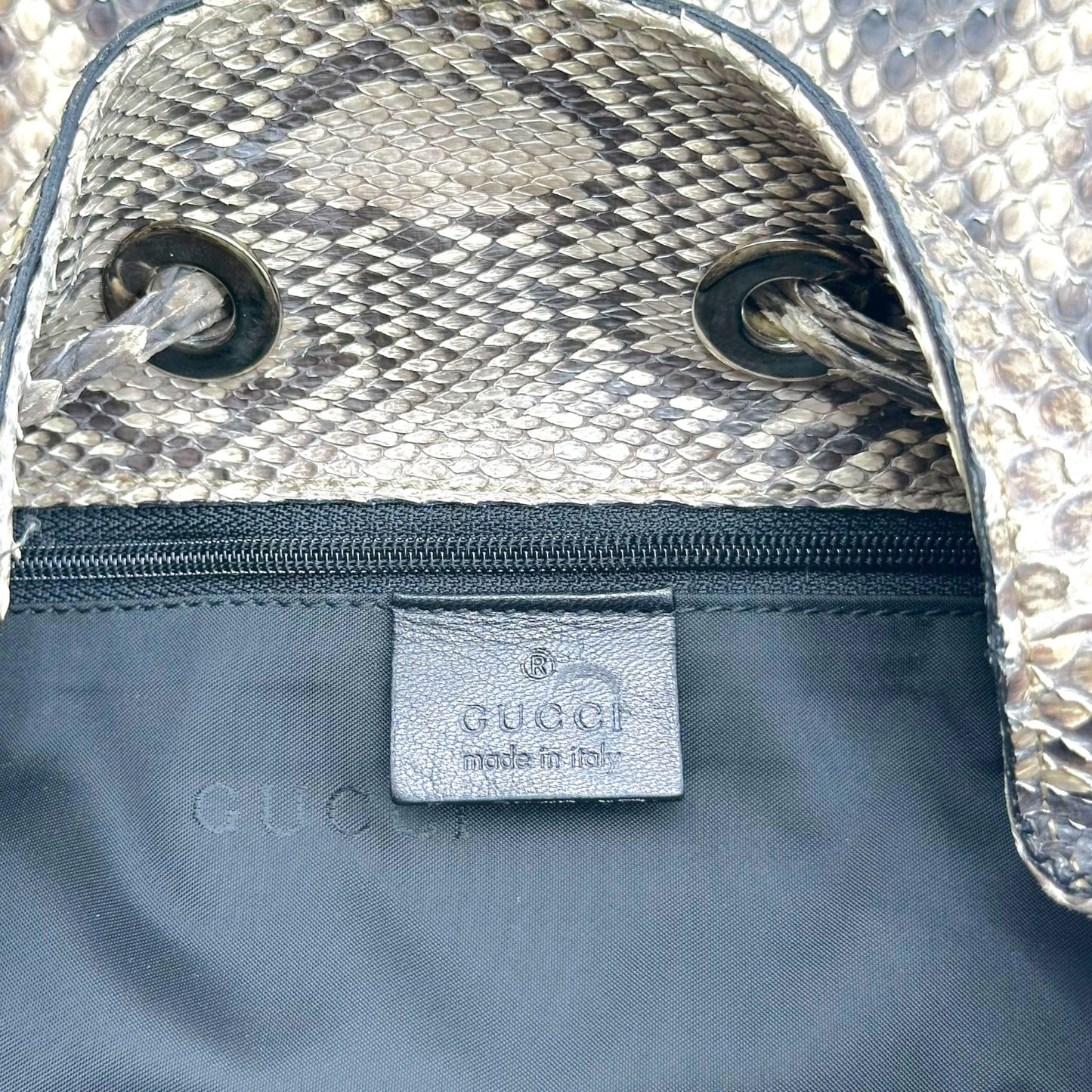 Gucci Brown Python Hobo Bag With Bamboo Handle