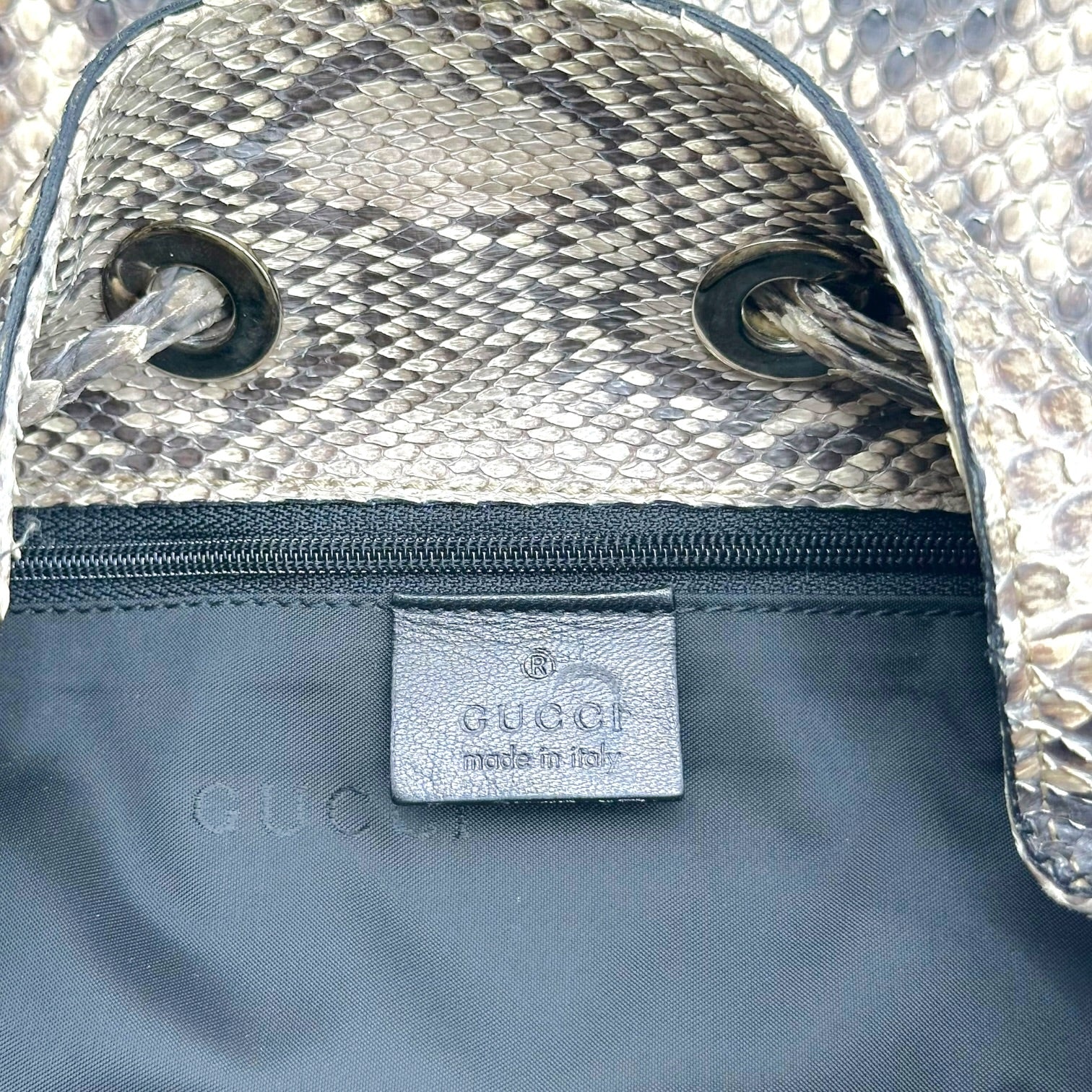 Gucci Brown Python Hobo Bag With Bamboo Handle