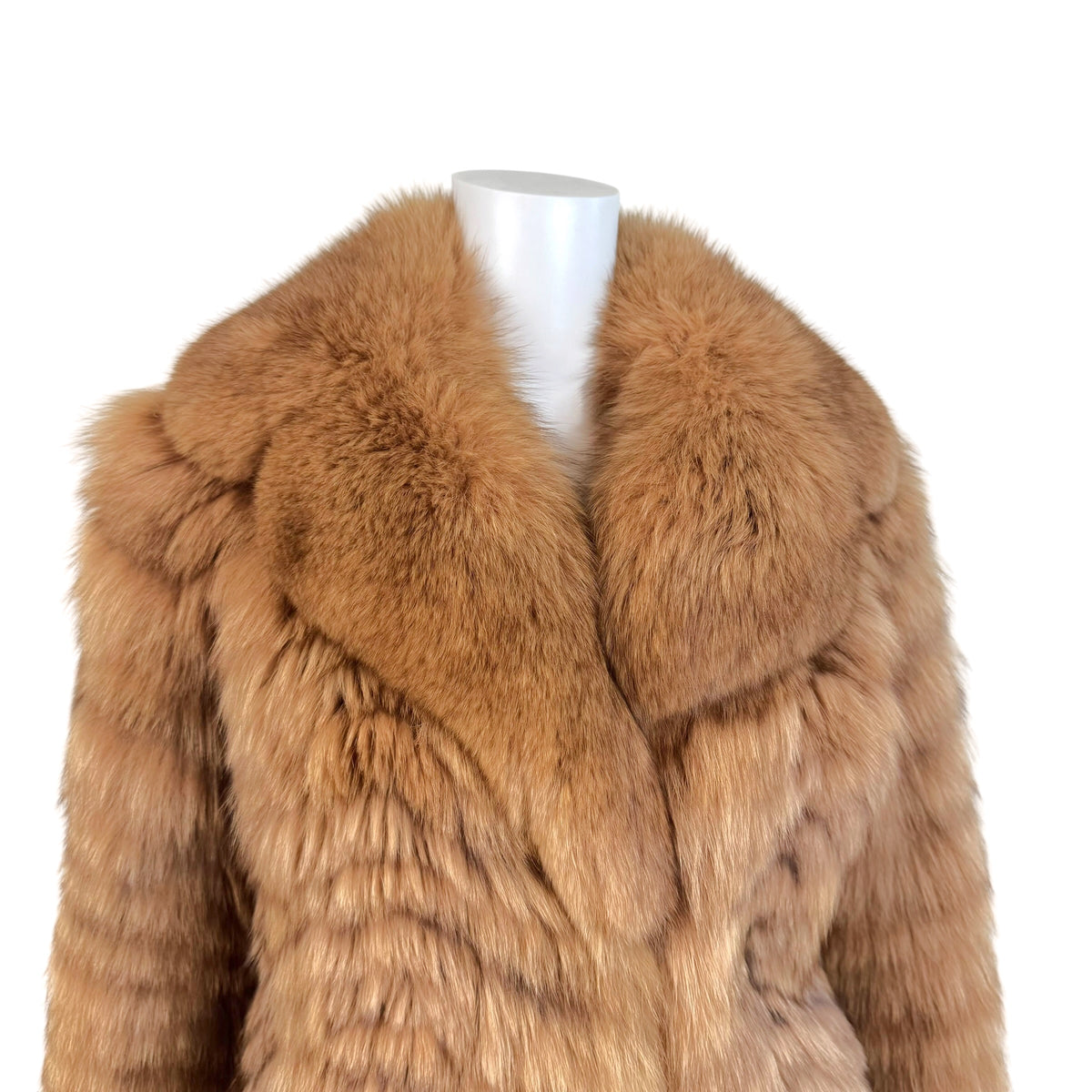 Vintage Fox Fur Coat Light Brown Open Front 1990s