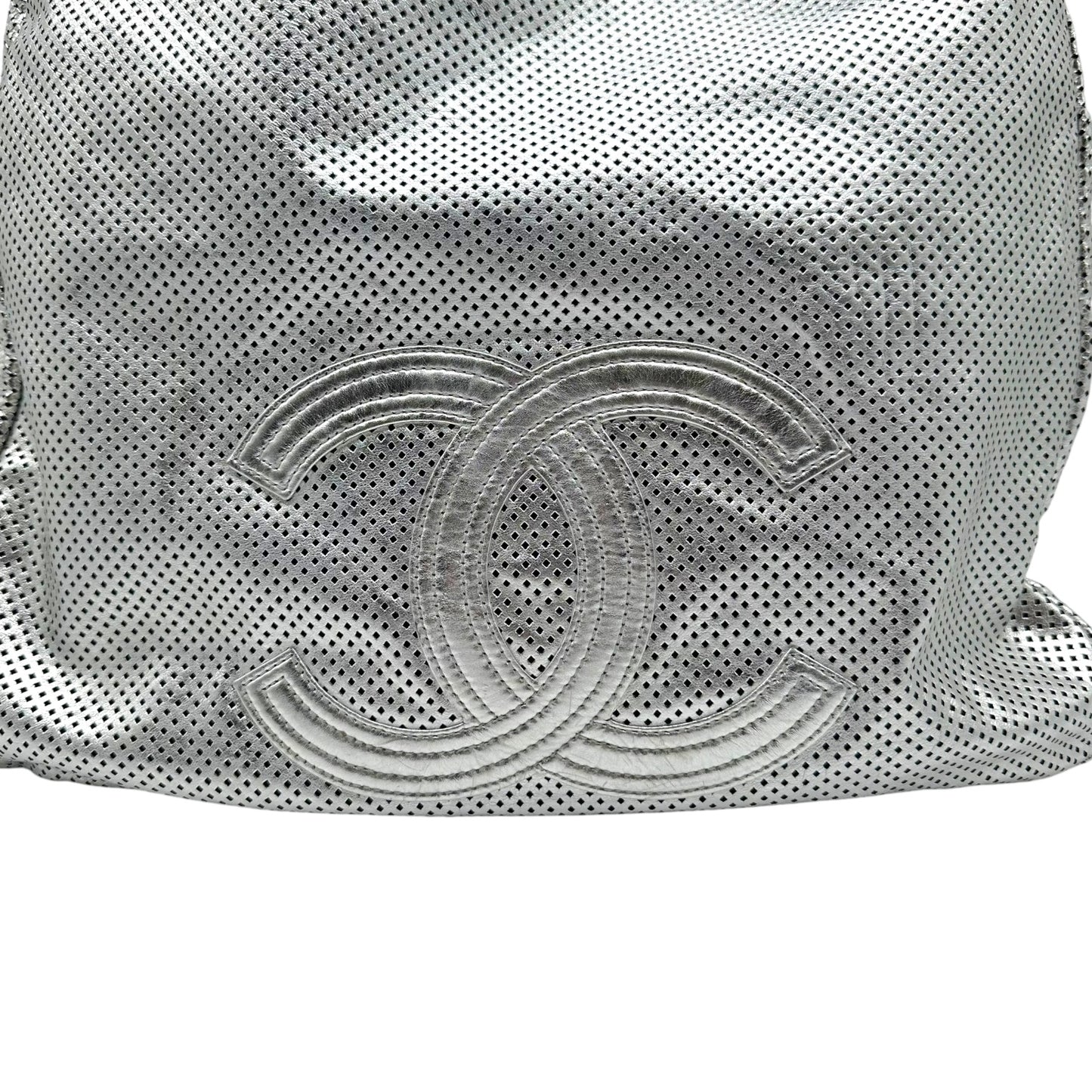 Chanel Rodeo Drive Silver Perforated Leather 2-Way Hobo Bag 2008-09