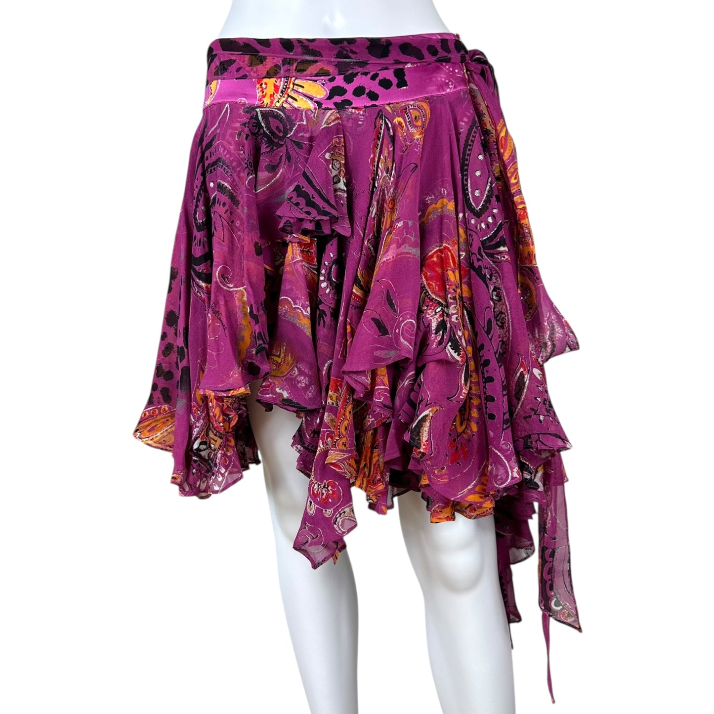 Just Cavalli Roberto Cavalli Pink Leopard Print Wrap Mini Skirt