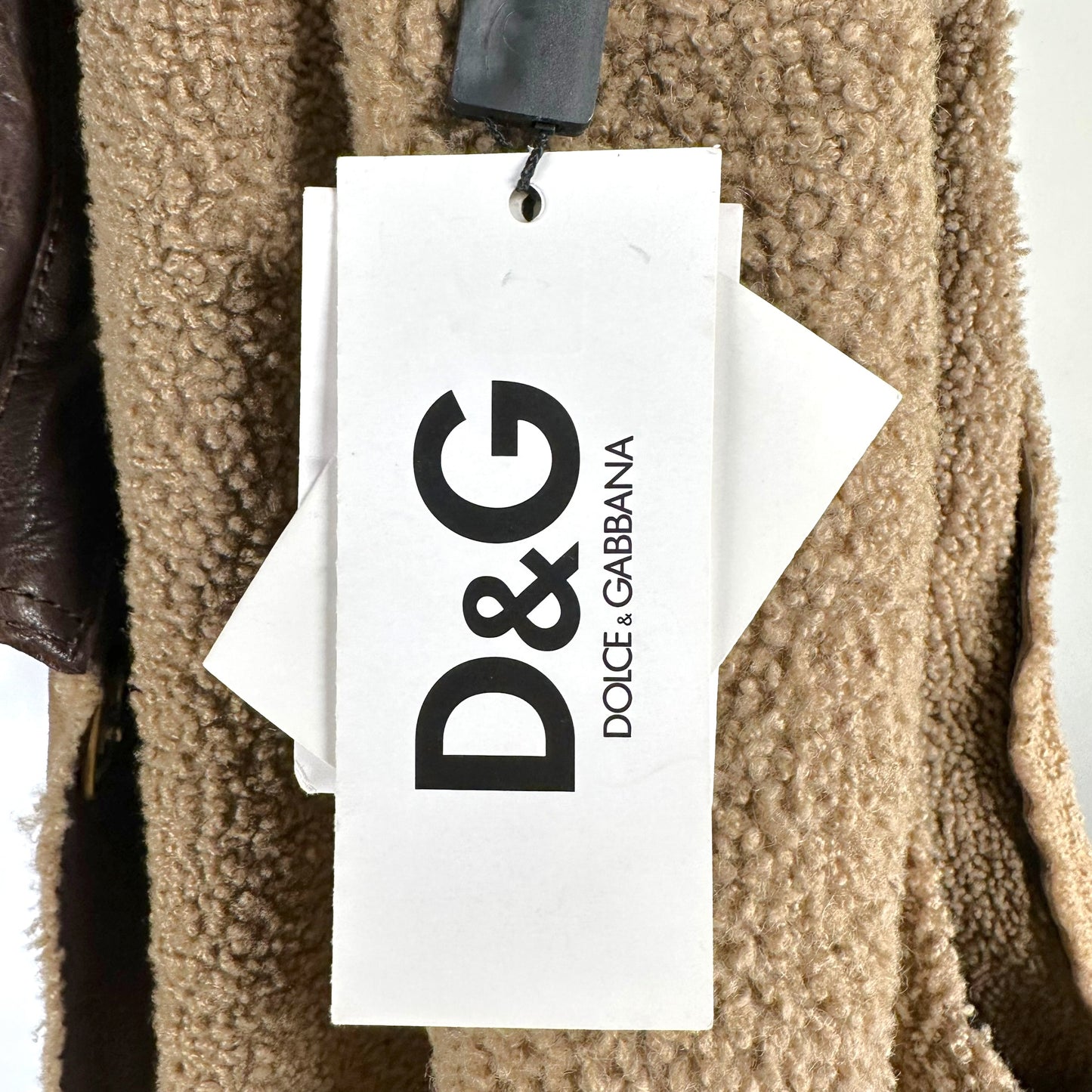 Dolce & Gabbana Tan Shearling Patent Leather Coat