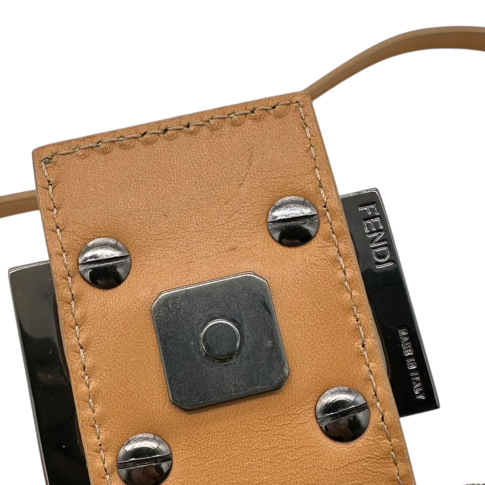 Fendi Tan Zucchino Monogram Fold-Over Baguette Bag - Outfit Repeater