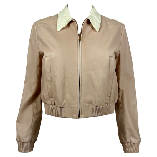 Miu Miu Pale Pink Leather Collared Jacket - Outfit Repeater
