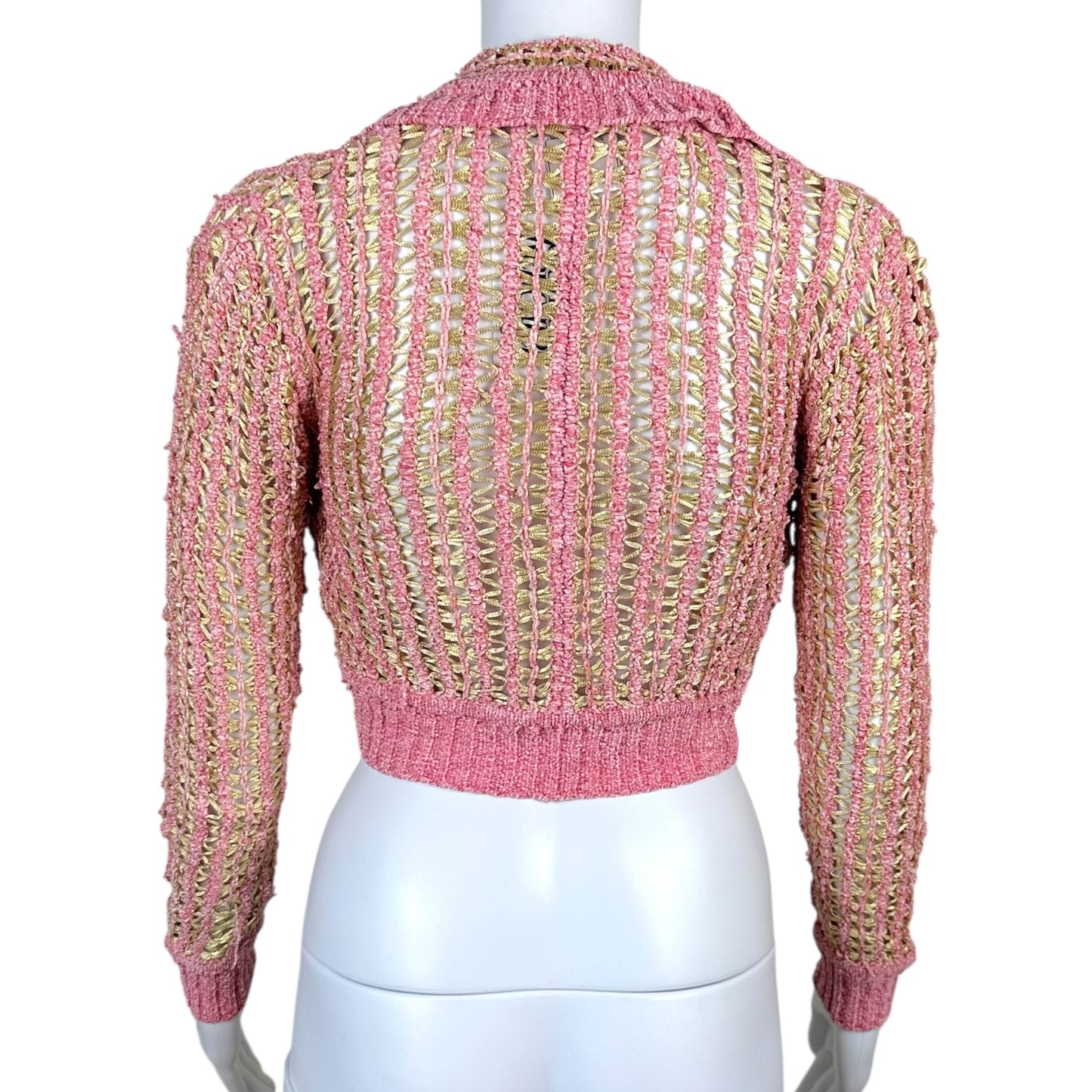 Christian Dior S/S 2000 Pink & Yellow Crochet Cropped Cardigan