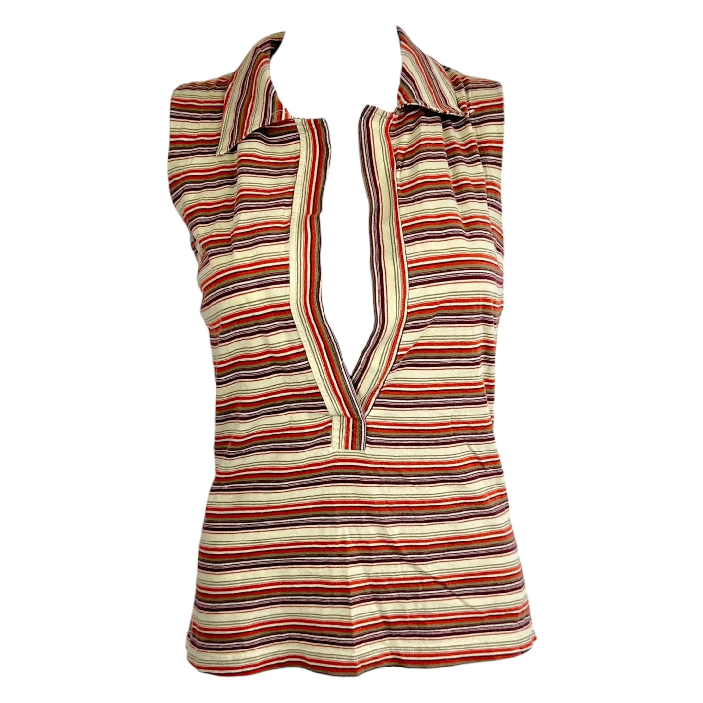 D&G Dolce & Gabbana F/W 2001 Striped Deep V-Neck Tank Top