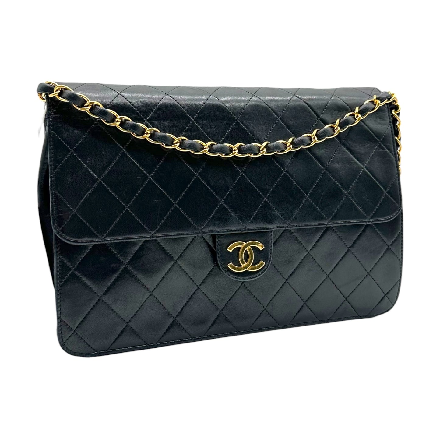Chanel Black Lambskin Small Snap Flap Bag 1996-98