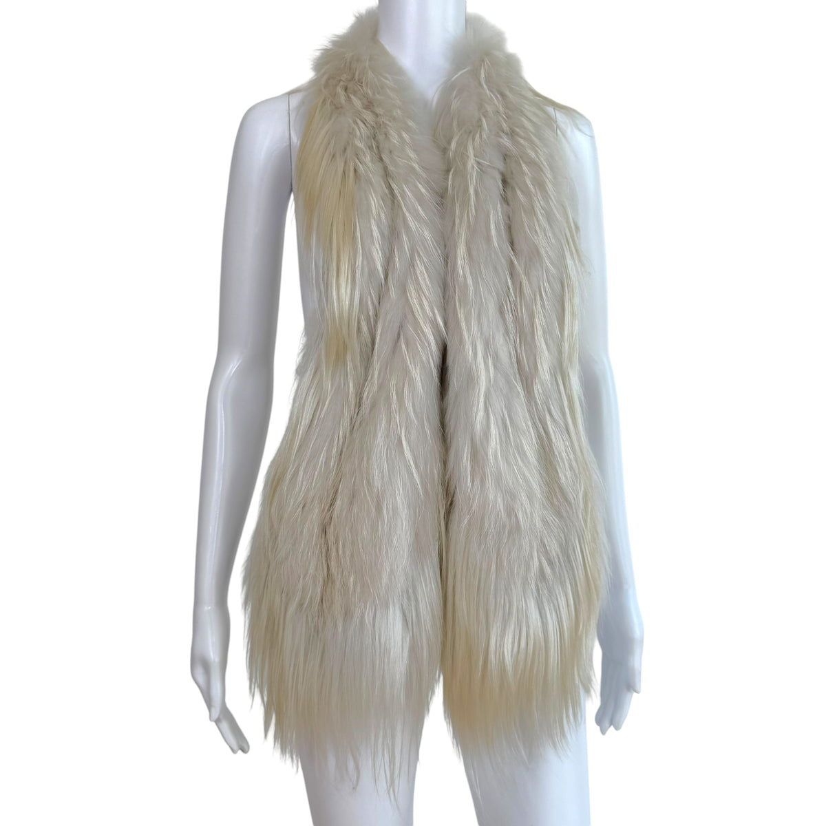 Roberto Cavalli Ivory Shearling Goat Fur Vest