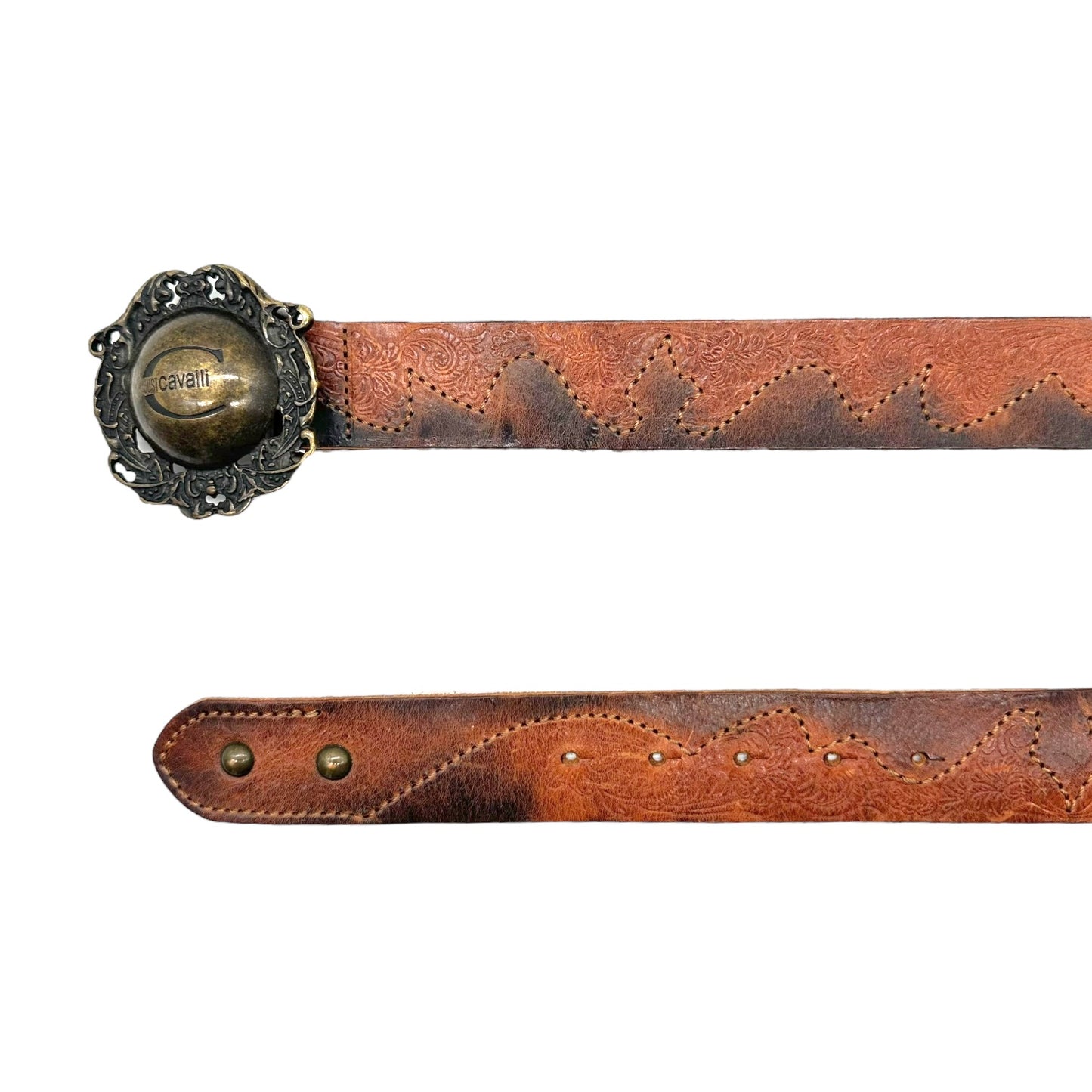 Just Cavalli Roberto Cavalli Brown Leather Logo Belt