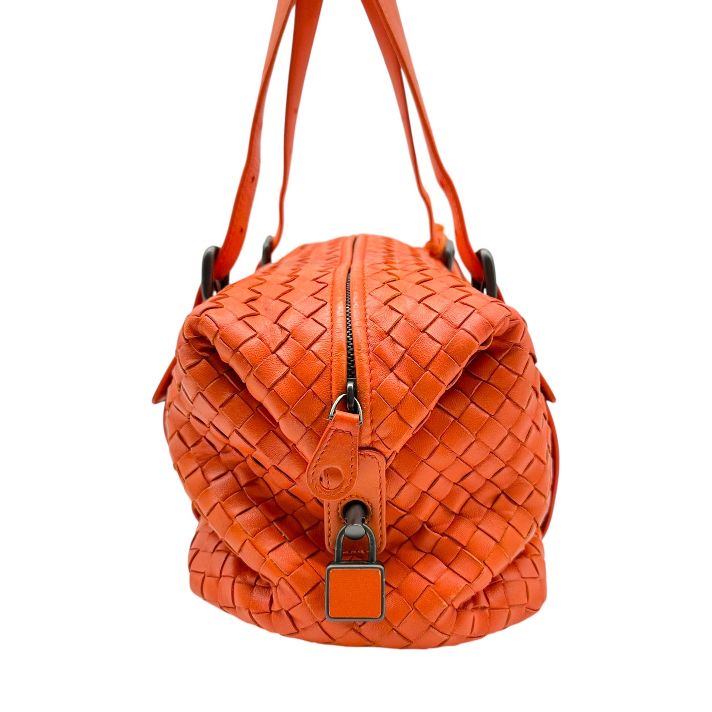Bottega Veneta Orange Intrecciato Leather East West Bag