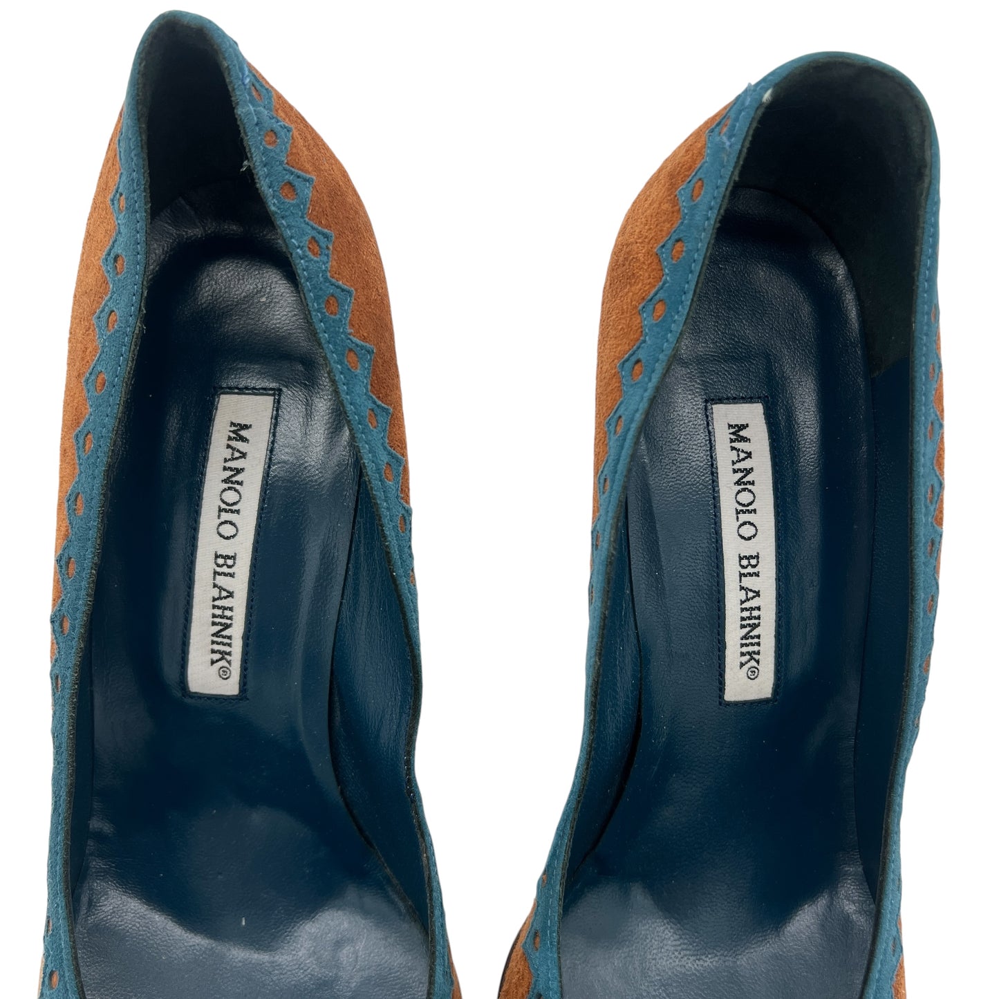 Manolo Blahnik 2004 Suede Western Style Pointed Toe Heels