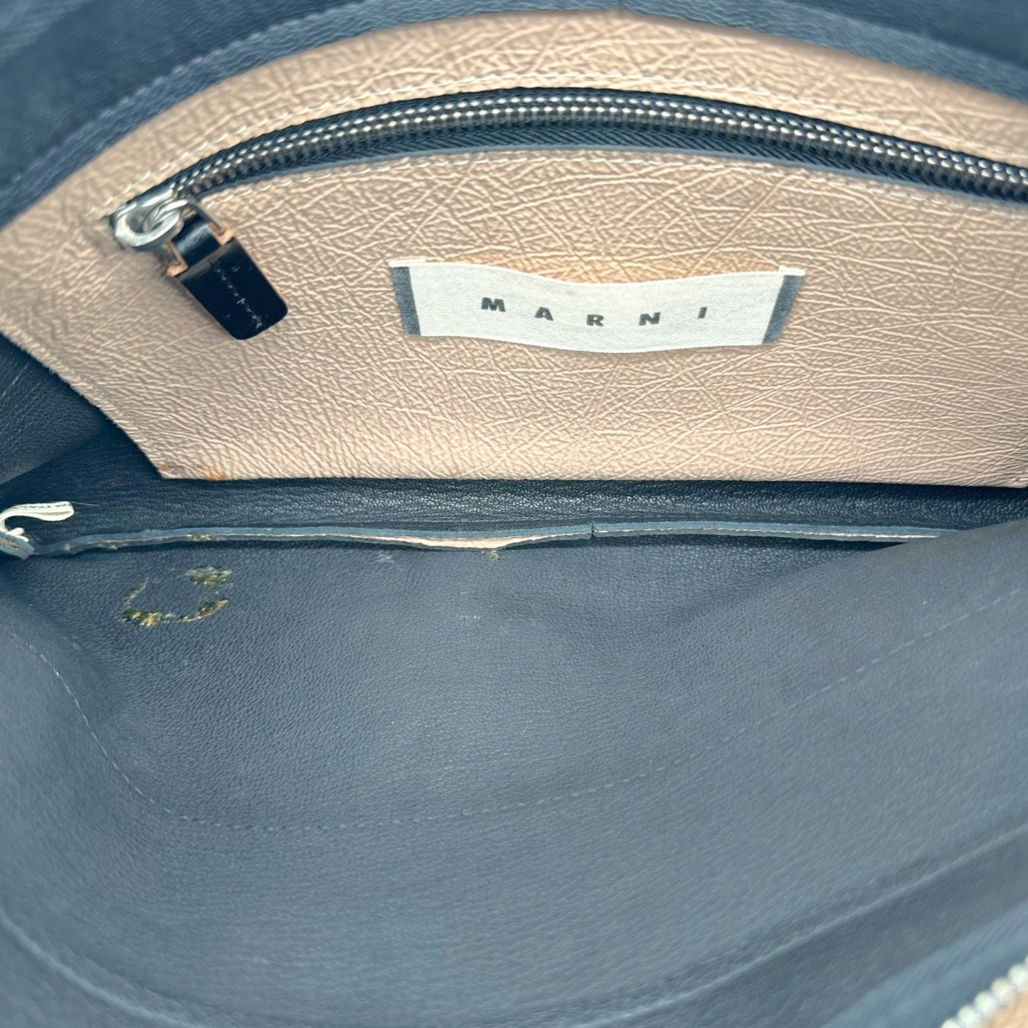 Marni Tan & Black Large Leather Fringe Clutch Bag