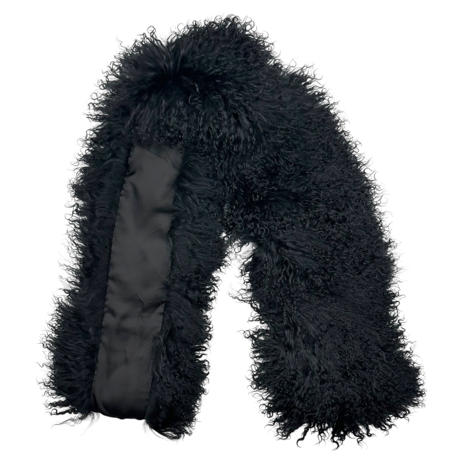 Yves Salomon Black Mongolian Lamb Fur Scarf