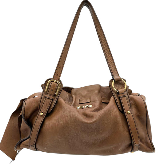 Miu Miu Brown Leather Side Tie Shoulder Bag - Outfit Repeater
