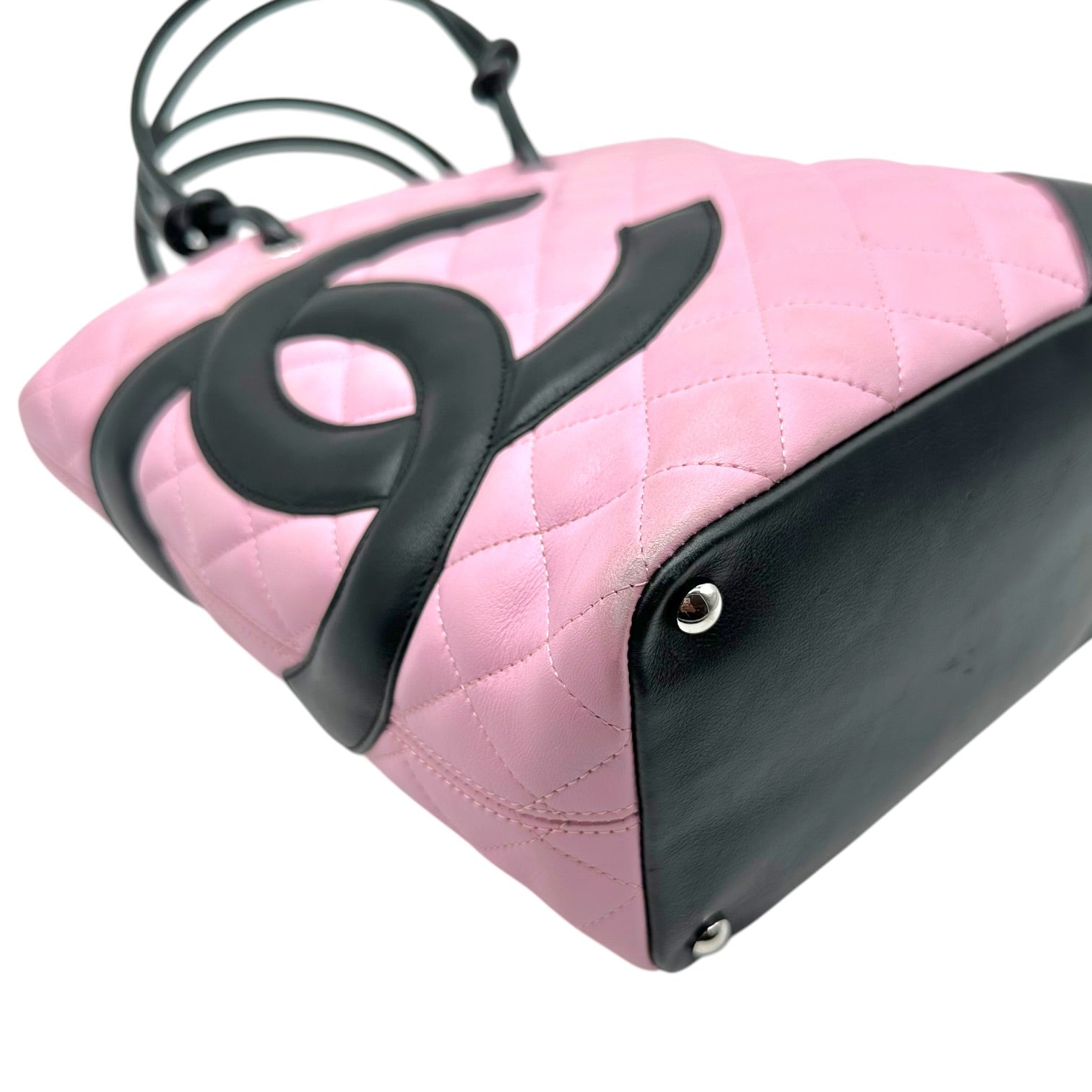 Chanel Small Tote Bag Pink Black Cambon Matelasse