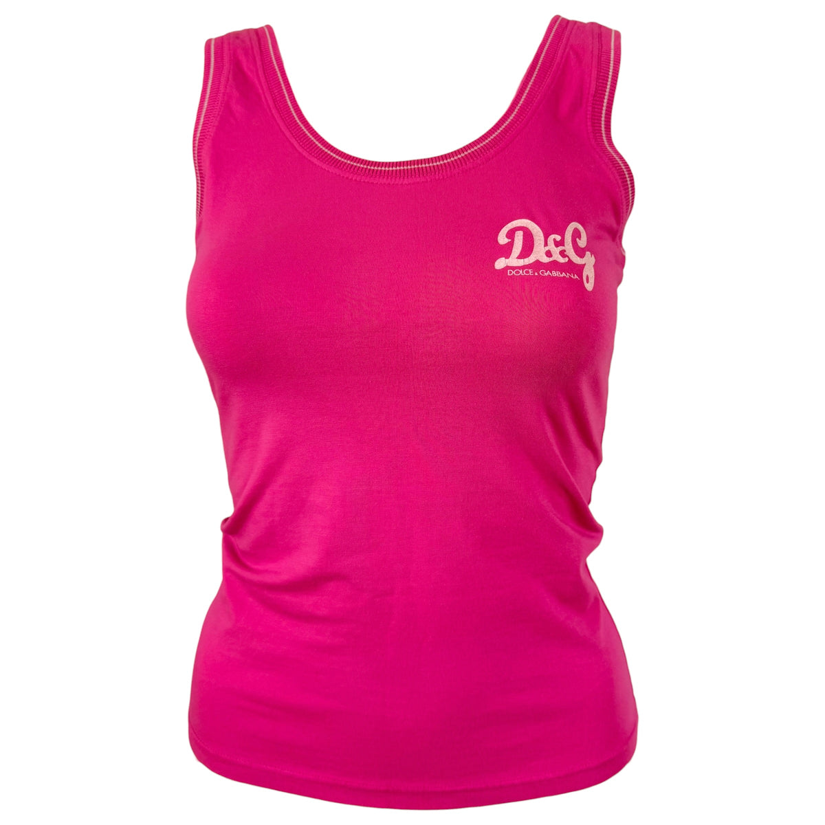 D&G Dolce & Gabbana Pink White Logo Tank Top