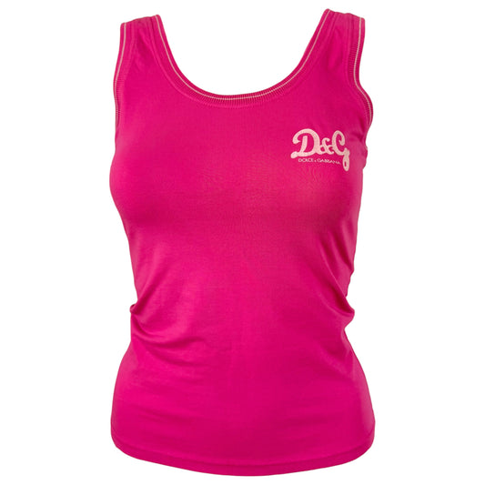 D&G Dolce & Gabbana Pink White Logo Tank Top