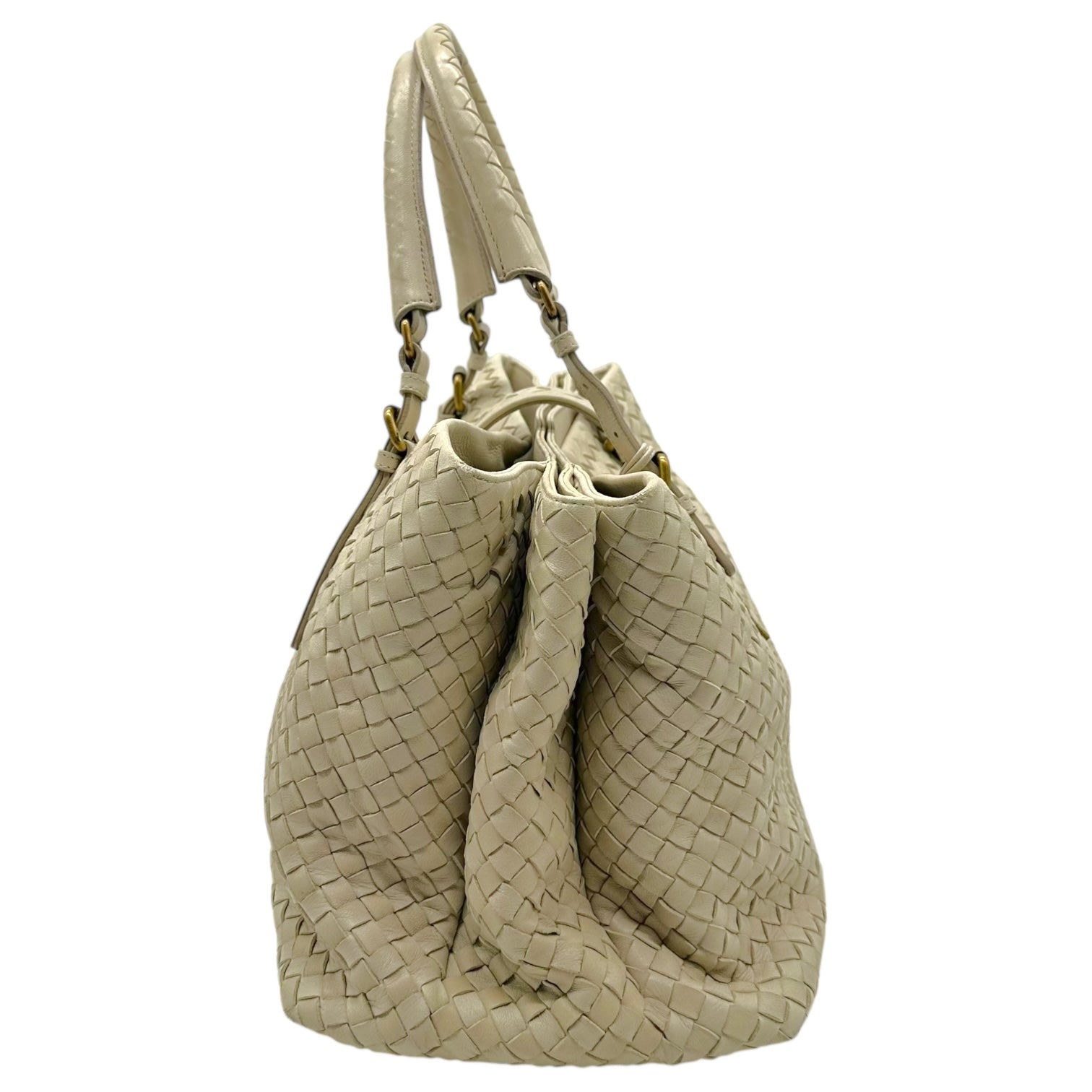 Bottega Veneta Ivory Intrecciato Leather Large Roma Tote Bag - Outfit Repeater