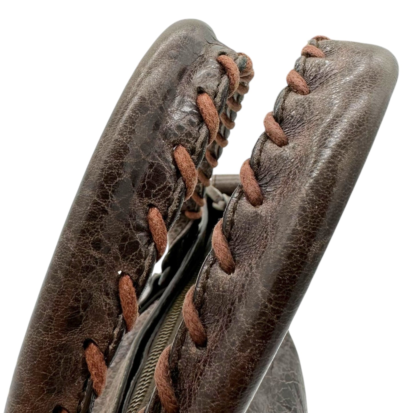 Balenciaga Small Brown Distressed Leather City Bag - Outfit Repeater