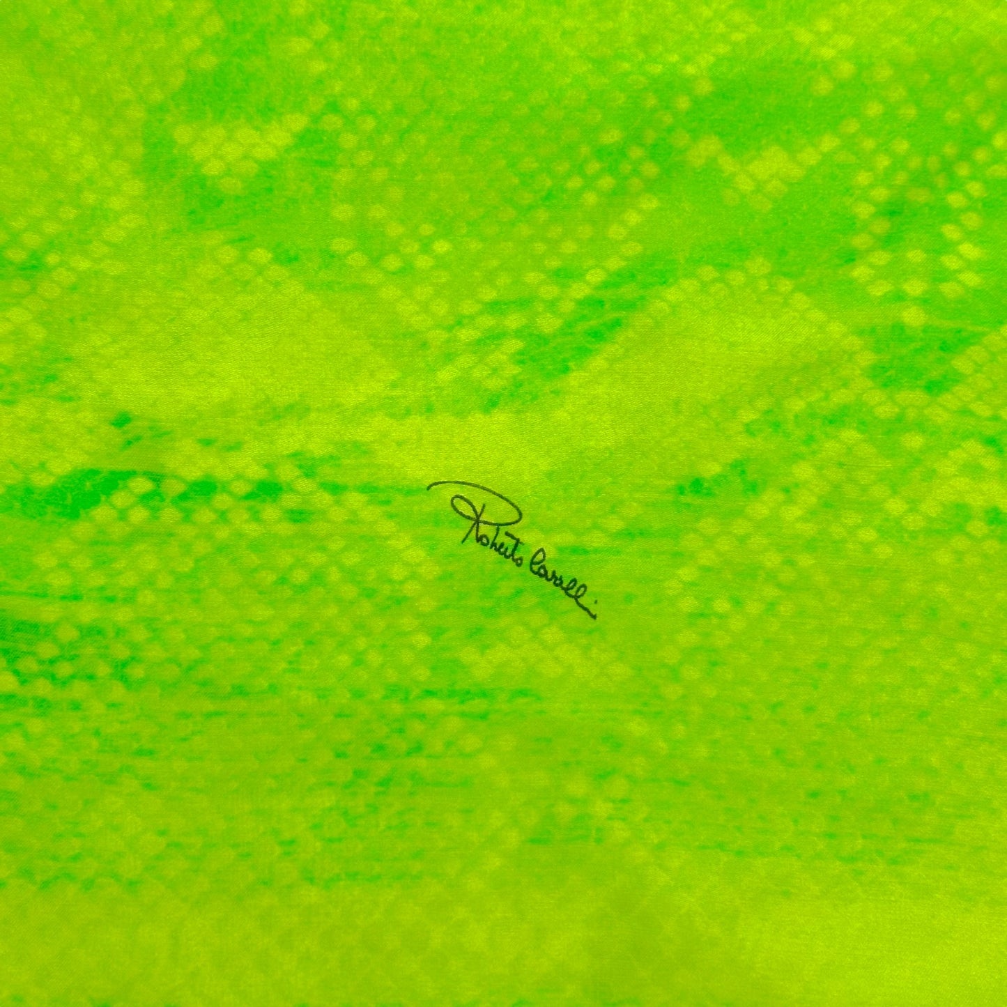 Roberto Cavalli Neon Green Snakeskin Silk Stole Scarf