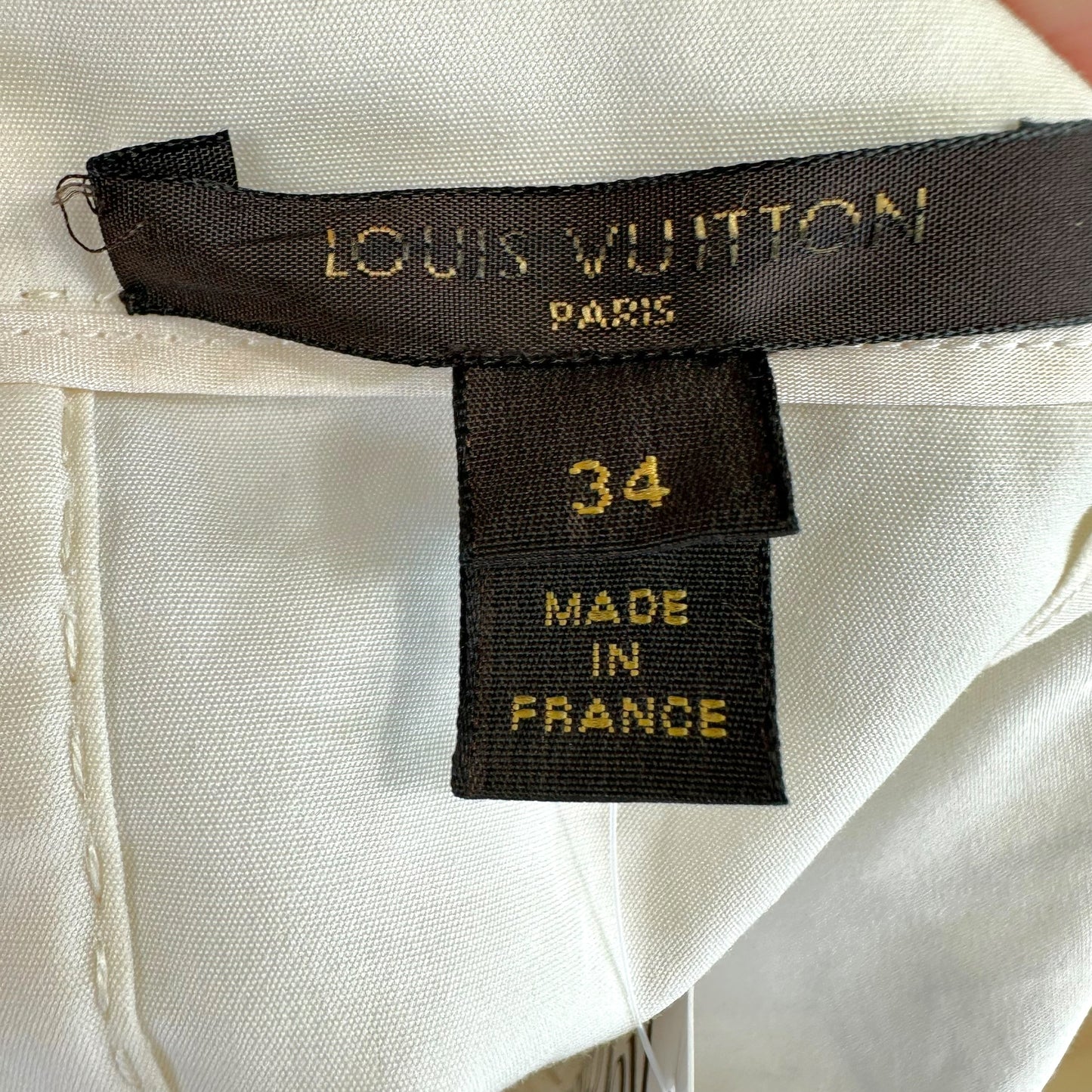 Louis Vuitton Plaid Print Silk Bustier Blouse w/ Gold Logo Charm Chain Strap