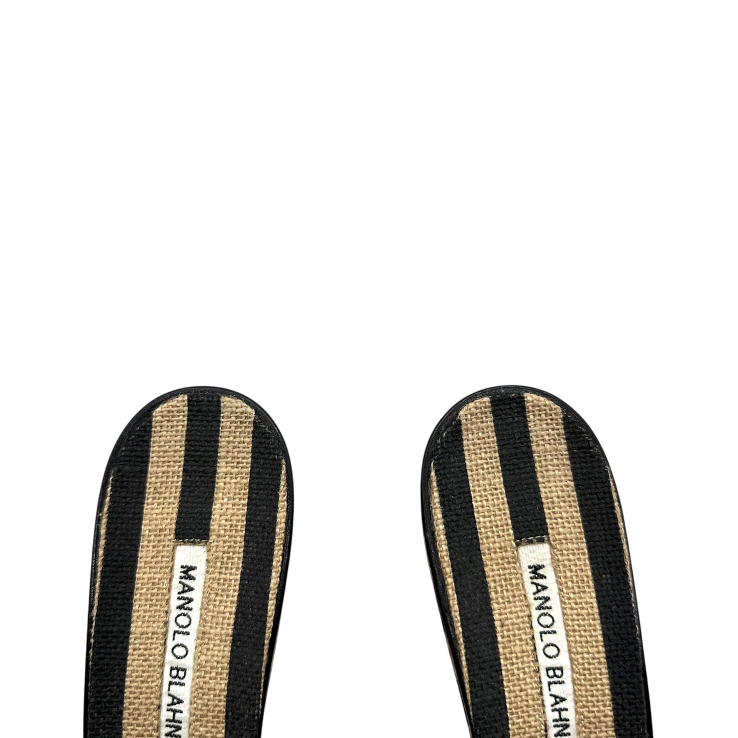 Manolo Blahnik Striped Burlap Wedge Sandals